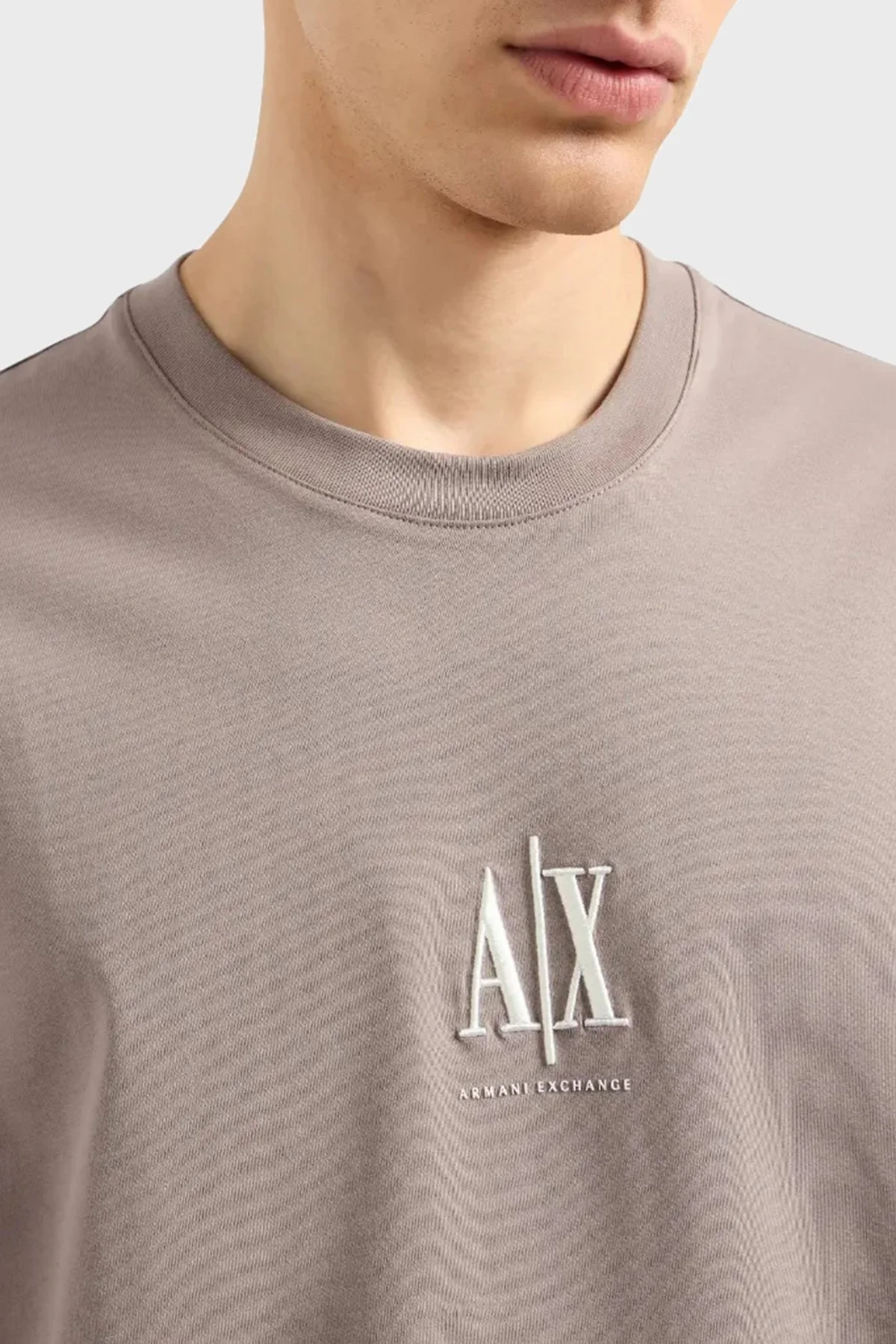 Armani Exchange % 100 Pamuk Regular Fit Bisiklet Yaka Erkek T Shirt XM000363 AF12308 U6107 TOPRAK - 4