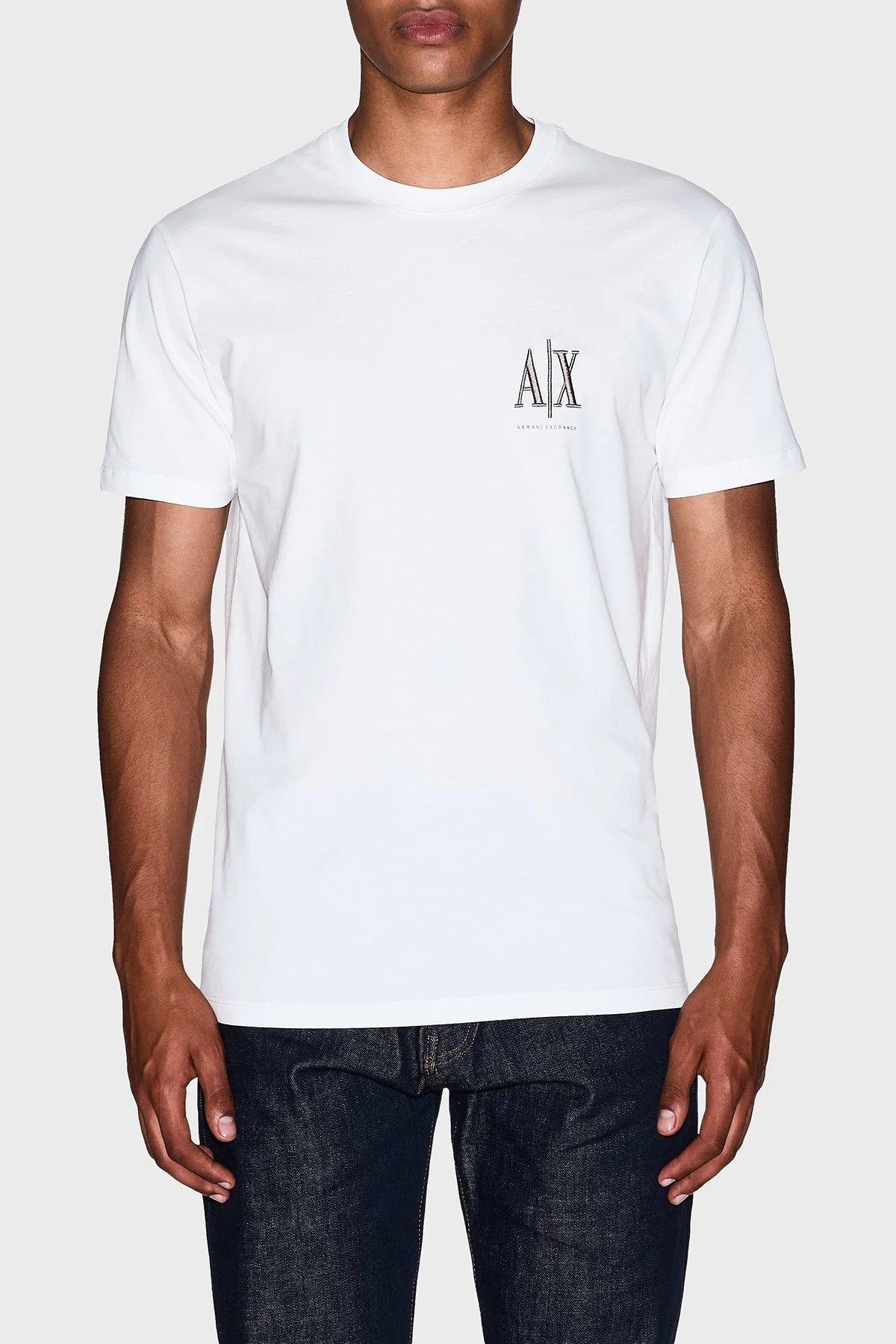 Armani Exchange % 100 Pamuk Regular Fit Bisiklet Yaka Erkek T Shirt XM000365 AF12308 U0009 BEYAZ - 1