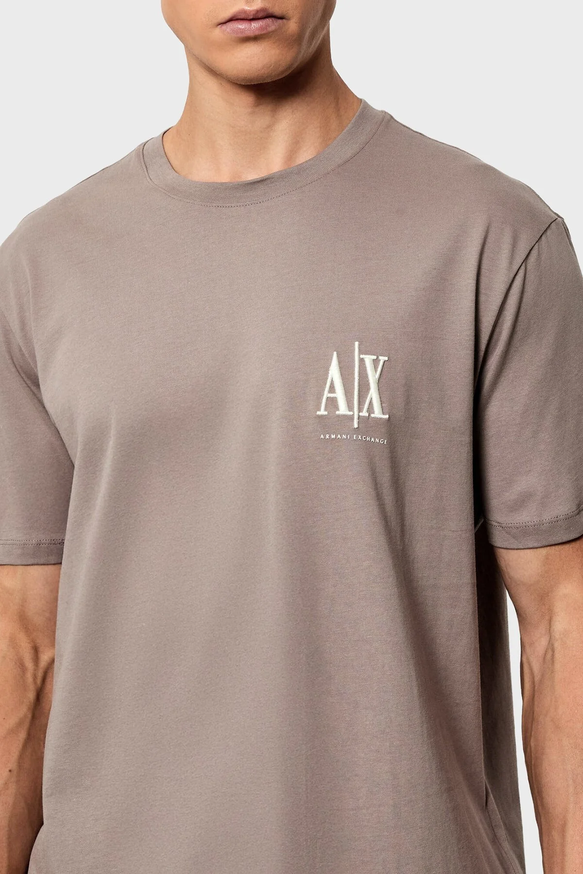 Armani Exchange % 100 Pamuk Regular Fit Bisiklet Yaka Erkek T Shirt XM000365 AF12308 U6107 TOPRAK - 3