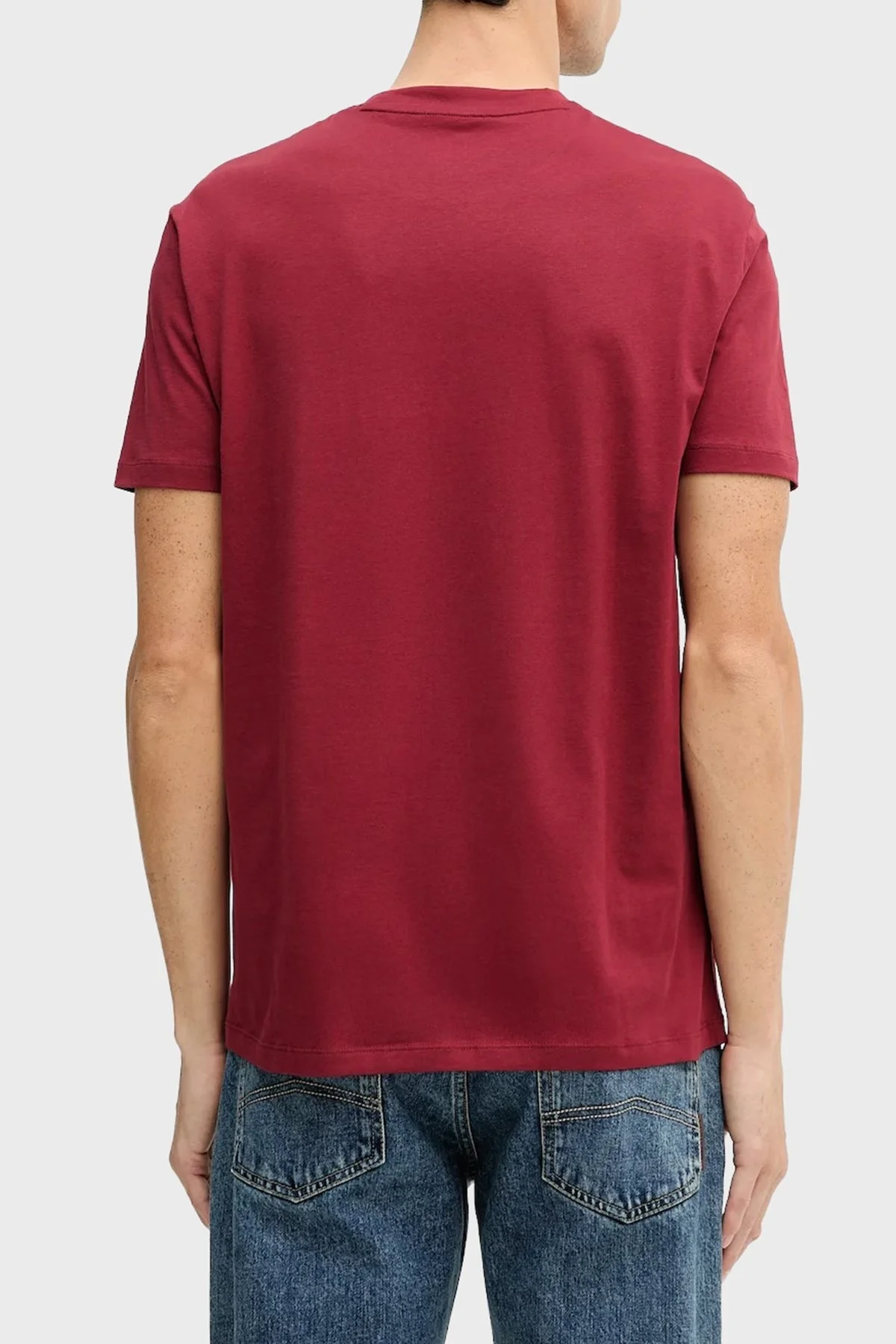Armani Exchange % 100 Pamuk Regular Fit Bisiklet Yaka Erkek T Shirt XM001442 AF10358 UA328 BORDO - 3