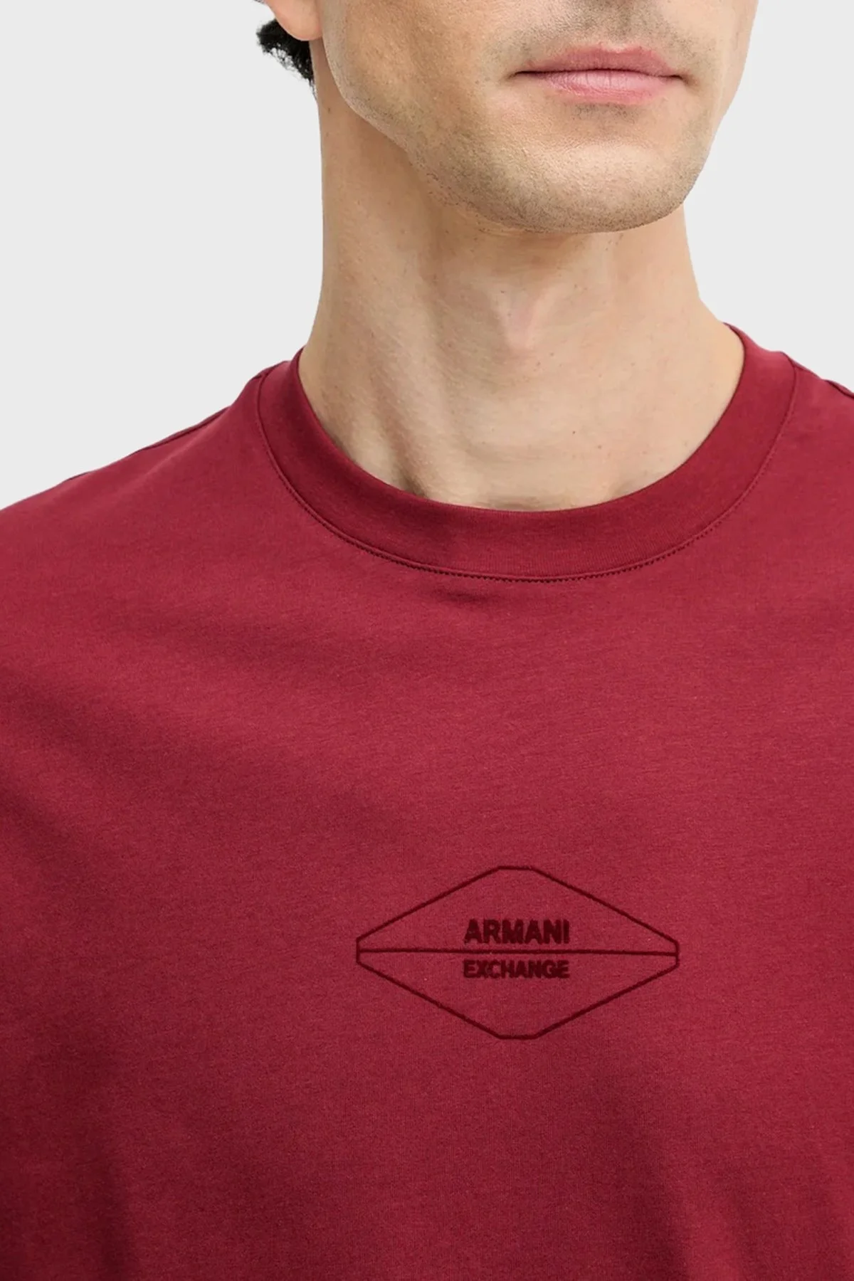 Armani Exchange % 100 Pamuk Regular Fit Bisiklet Yaka Erkek T Shirt XM001442 AF10358 UA328 BORDO - 4