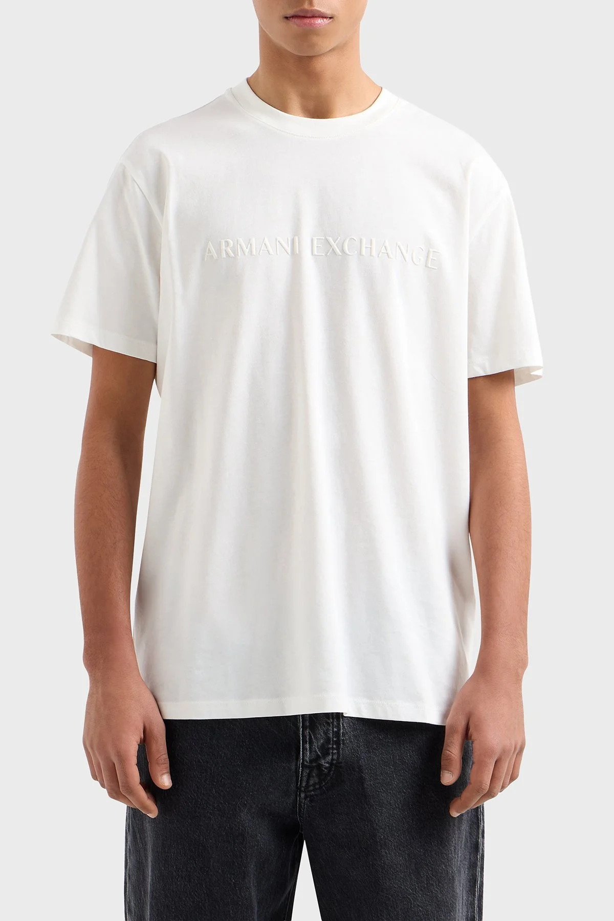 Armani Exchange % 100 Pamuk Regular Fit Bisiklet Yaka Erkek T Shirt XM002467 AF10356 U0009 BEYAZ - 1