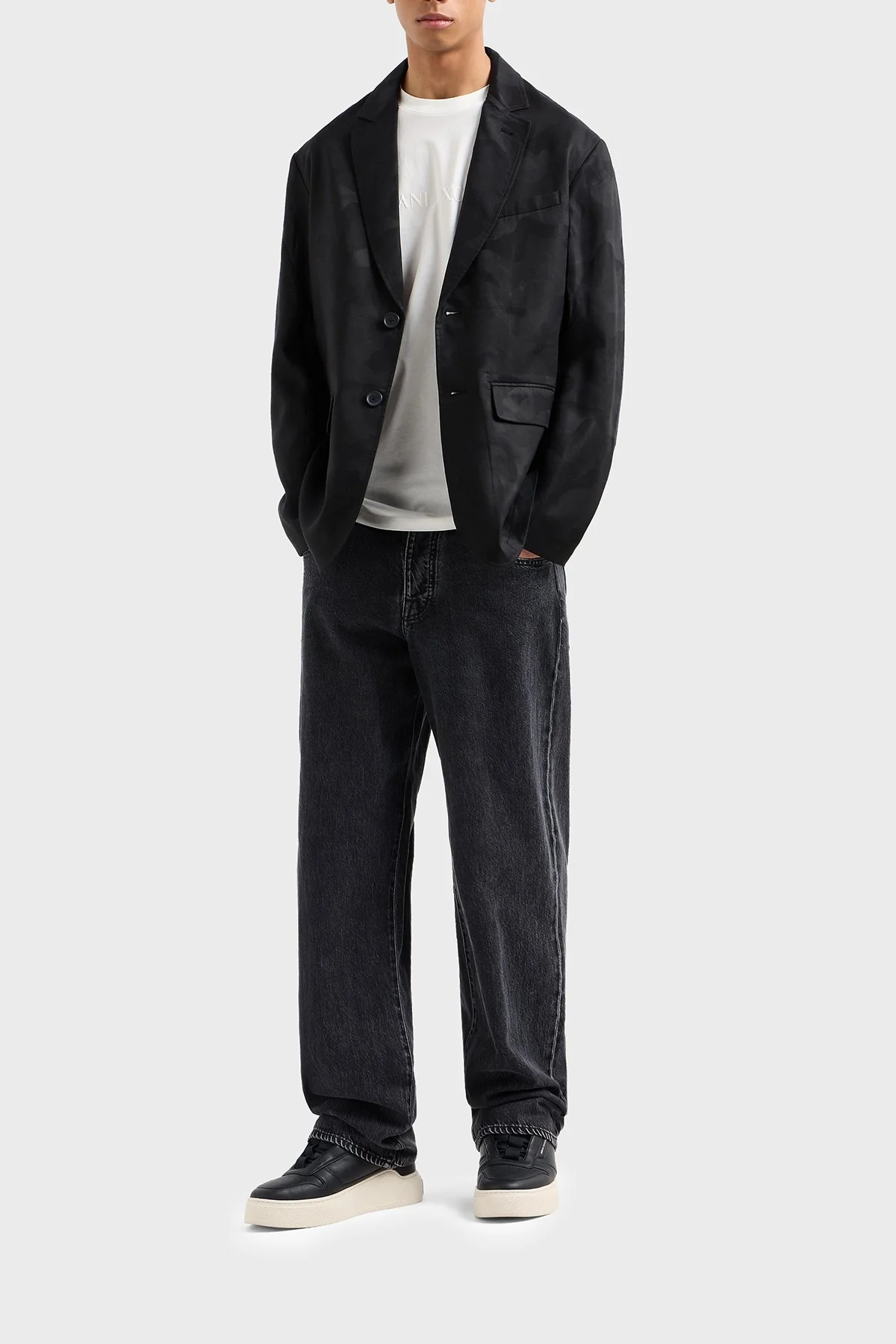 Armani Exchange % 100 Pamuk Regular Fit Bisiklet Yaka Erkek T Shirt XM002467 AF10356 U0009 BEYAZ - 2