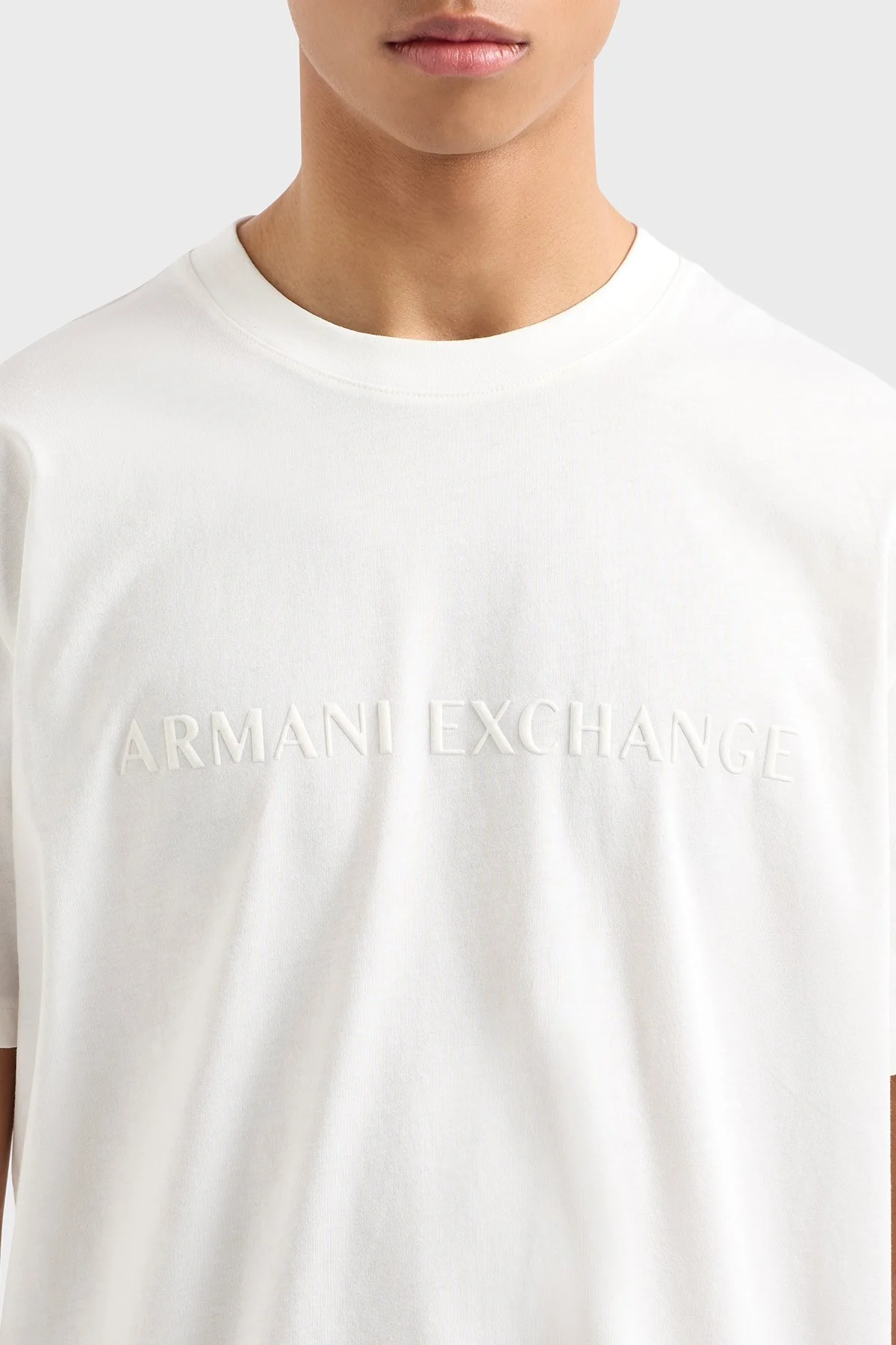 Armani Exchange % 100 Pamuk Regular Fit Bisiklet Yaka Erkek T Shirt XM002467 AF10356 U0009 BEYAZ - 4