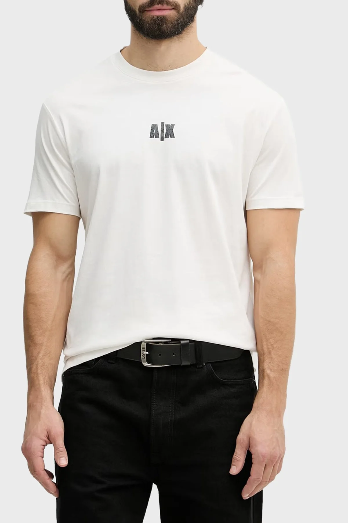 Armani Exchange % 100 Pamuk Regular Fit Bisiklet Yaka Erkek T Shirt XM002509 AF10358 U1074 KREM - 1