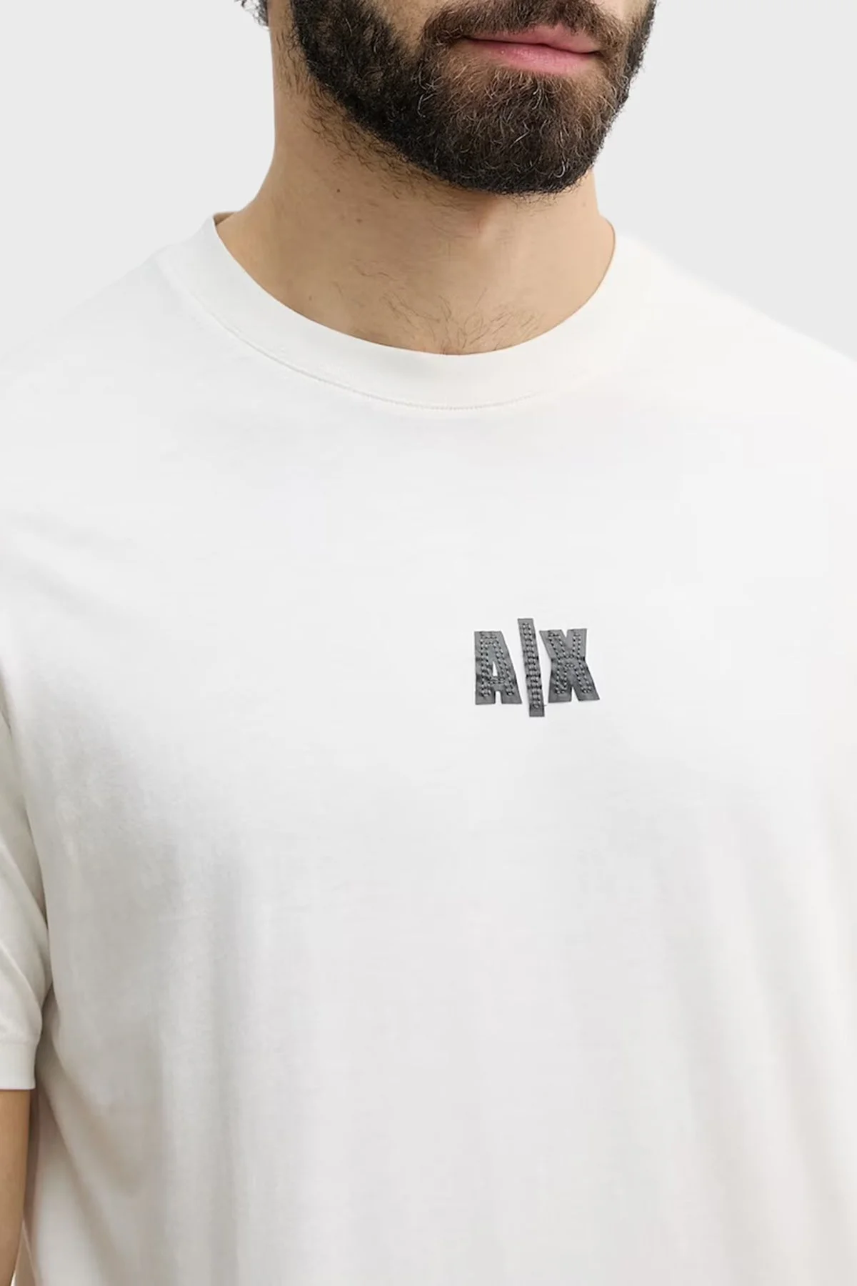 Armani Exchange % 100 Pamuk Regular Fit Bisiklet Yaka Erkek T Shirt XM002509 AF10358 U1074 KREM - 3