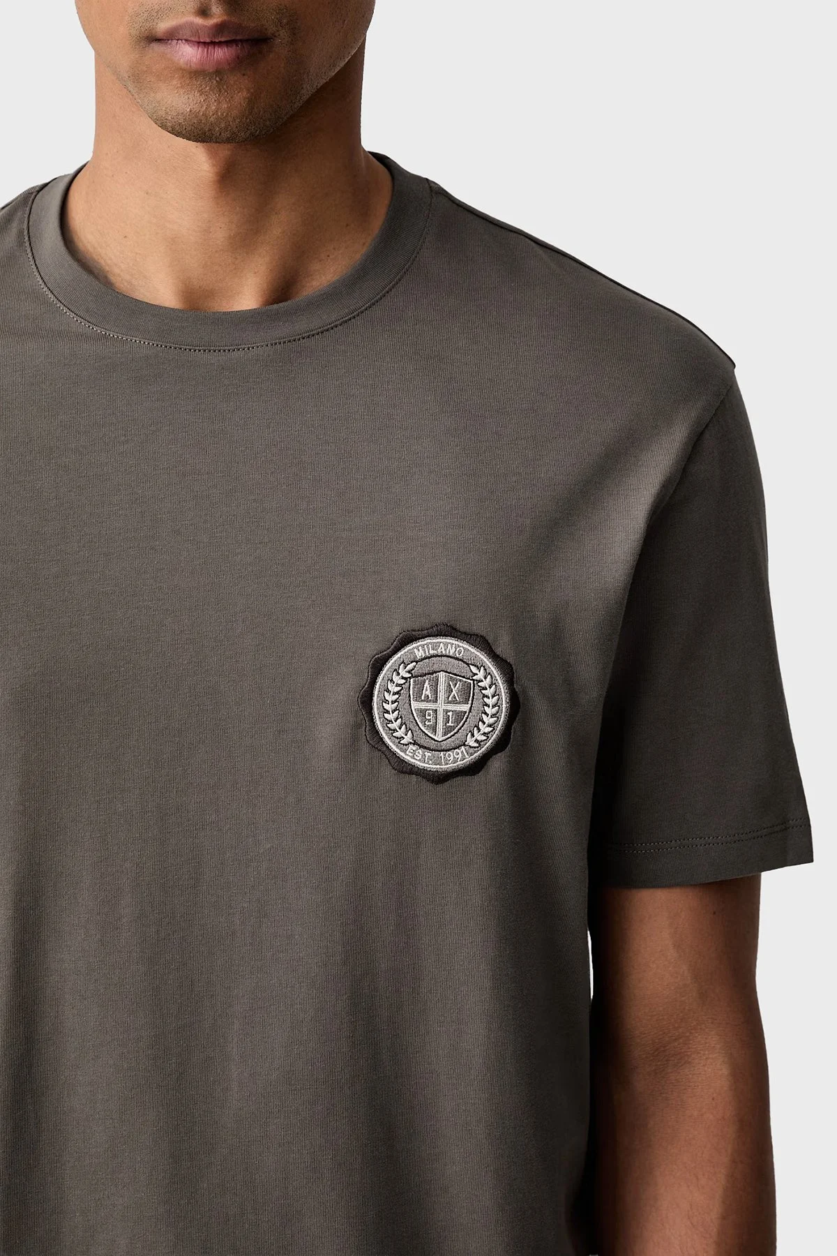 Armani Exchange % 100 Pamuk Regular Fit Bisiklet Yaka Erkek T Shirt XM003078 AF10361 U6125 Kahve - 4