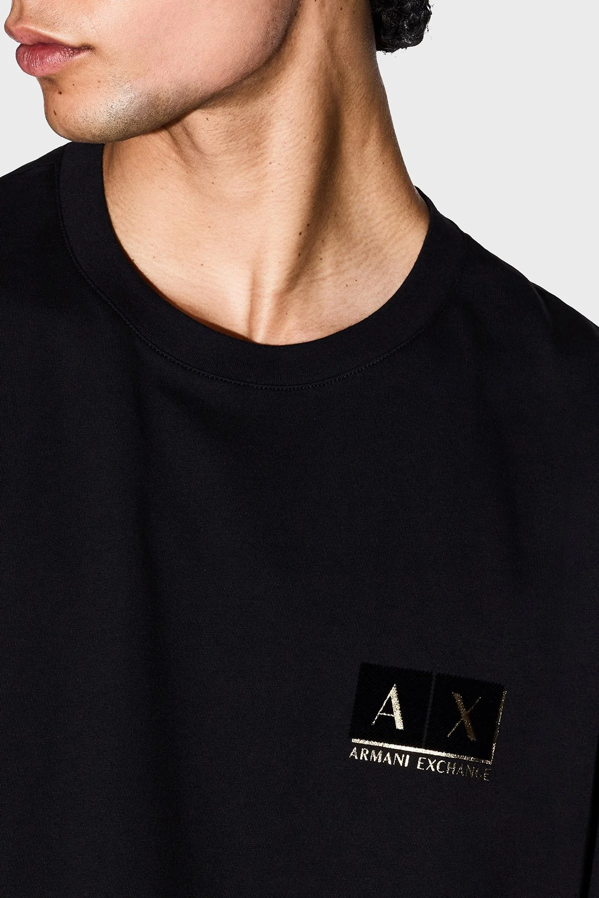 Armani Exchange % 100 Pamuk Regular Fit Bisiklet Yaka Logolu Erkek T Shirt XM001911 AF10356 MC004 SİYAH-GOLD - 4