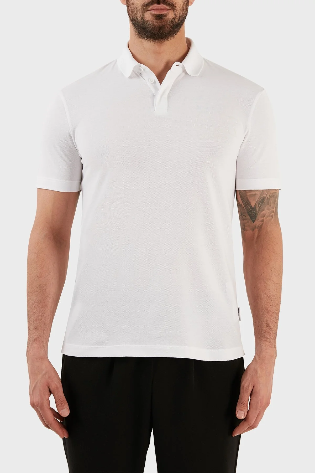 Armani Exchange % 100 Pamuk Regular Fit Düğmeli Polo T Shirt Erkek Polo Yaka T Shirt 3RZFCA ZJMBZ 1100 BEYAZ - 1