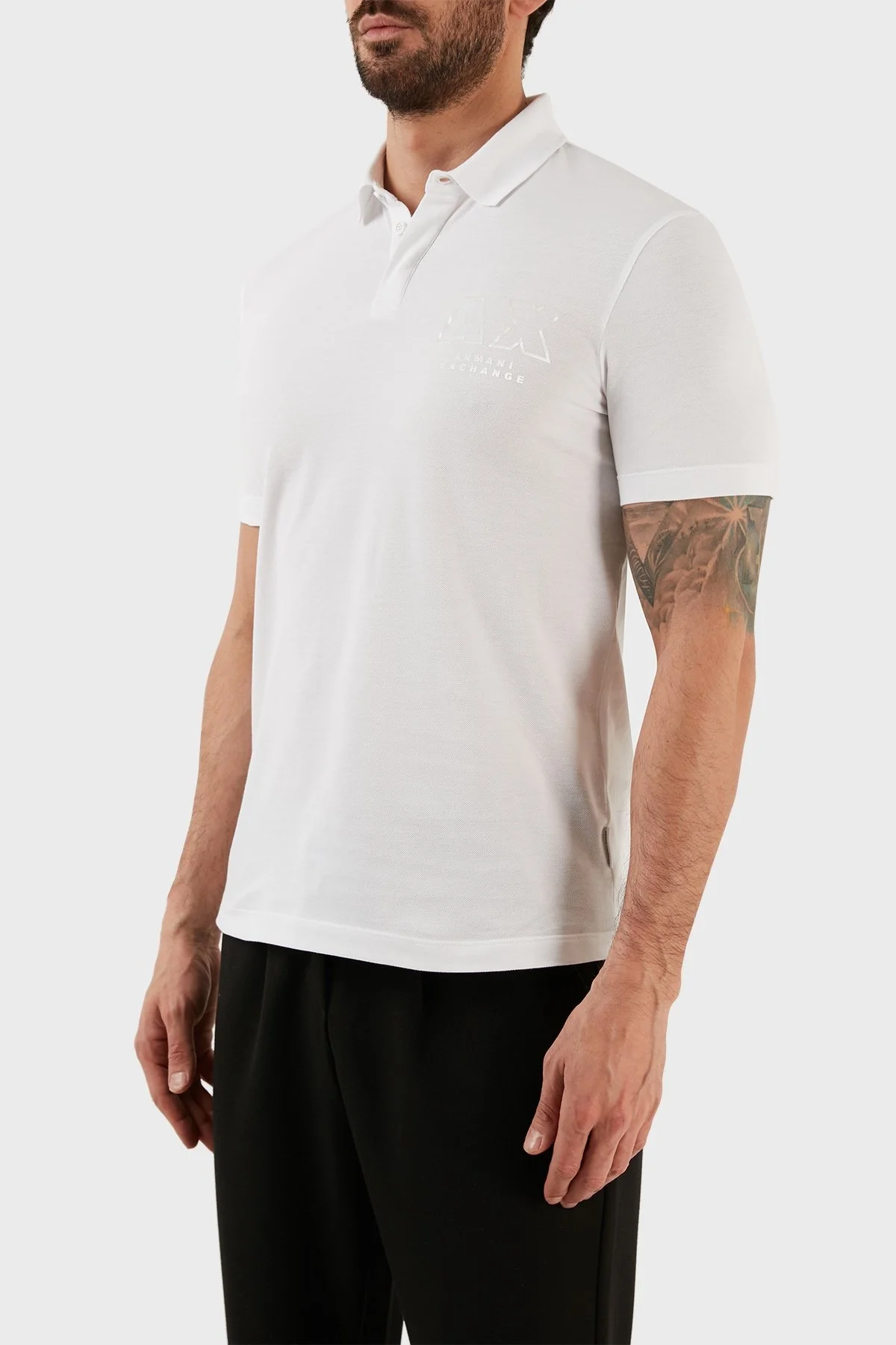 Armani Exchange % 100 Pamuk Regular Fit Düğmeli Polo T Shirt Erkek Polo Yaka T Shirt 3RZFCA ZJMBZ 1100 BEYAZ - 2