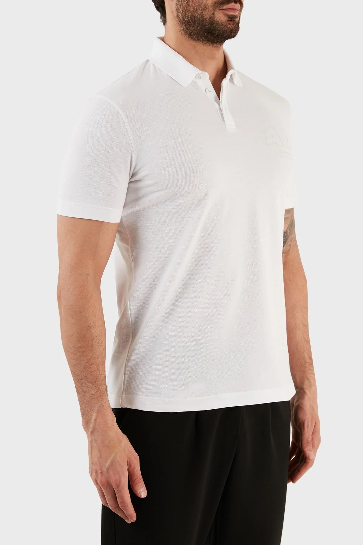Armani Exchange % 100 Pamuk Regular Fit Düğmeli Polo T Shirt Erkek Polo Yaka T Shirt 3RZFCA ZJMBZ 1100 BEYAZ - 3
