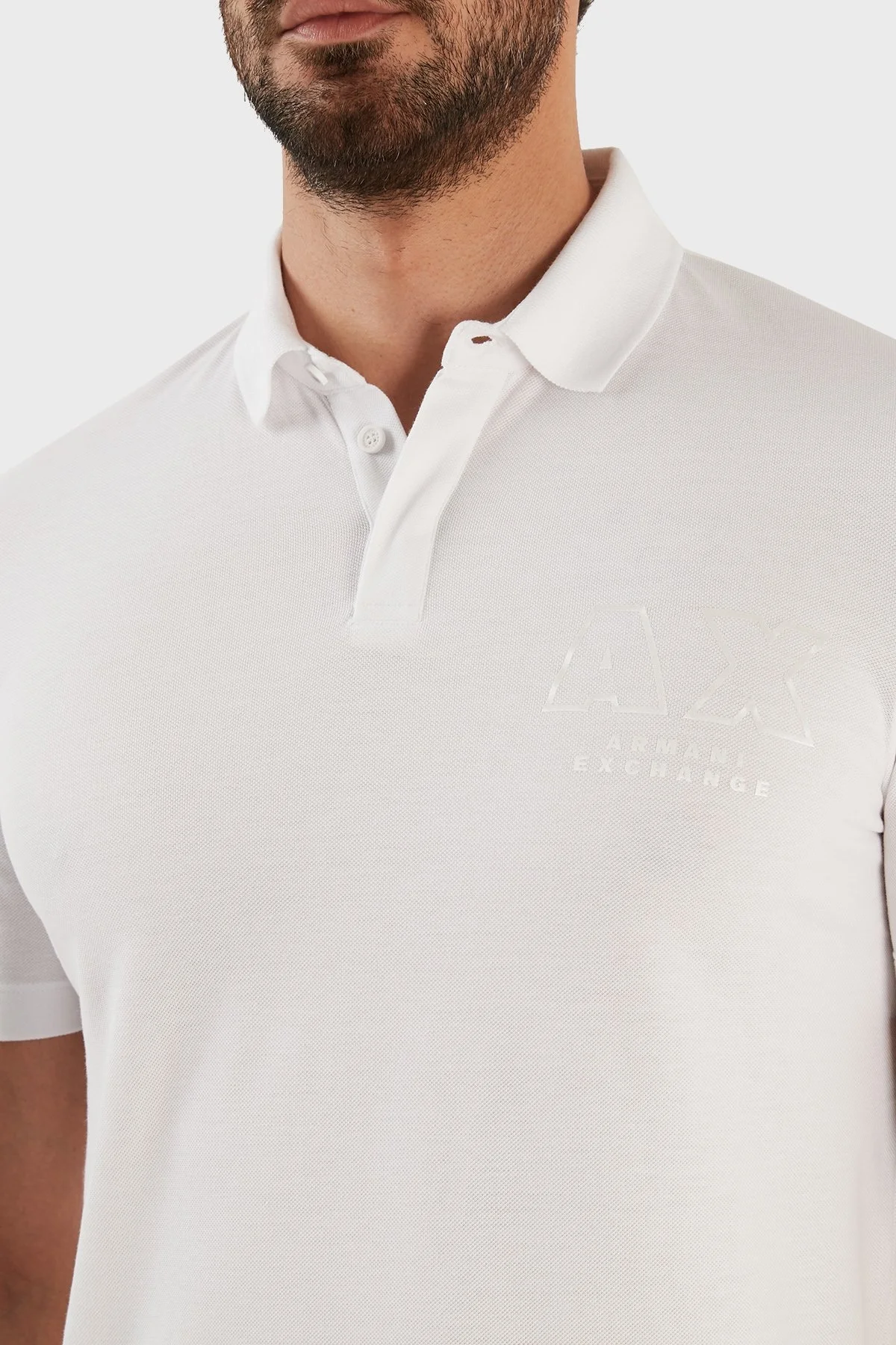 Armani Exchange % 100 Pamuk Regular Fit Düğmeli Polo T Shirt Erkek Polo Yaka T Shirt 3RZFCA ZJMBZ 1100 BEYAZ - 4