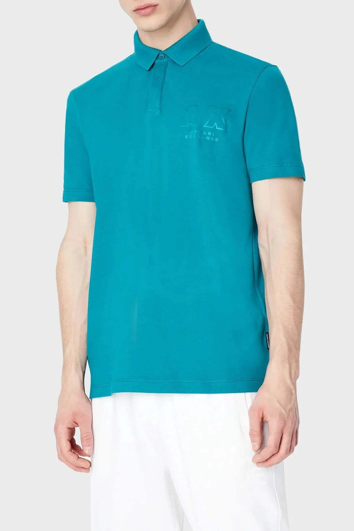 Armani Exchange % 100 Pamuk Regular Fit Düğmeli Erkek Polo T Shirt 3RZFCA ZJMBZ 15CL TURKUAZ - 1