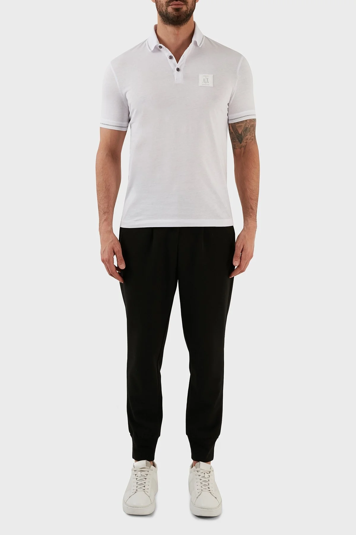 Armani Exchange % 100 Pamuk Regular Fit Düğmeli Polo T Shirt Erkek Polo Yaka T Shirt 8NZFPQ ZJH4Z 1100 BEYAZ - 4