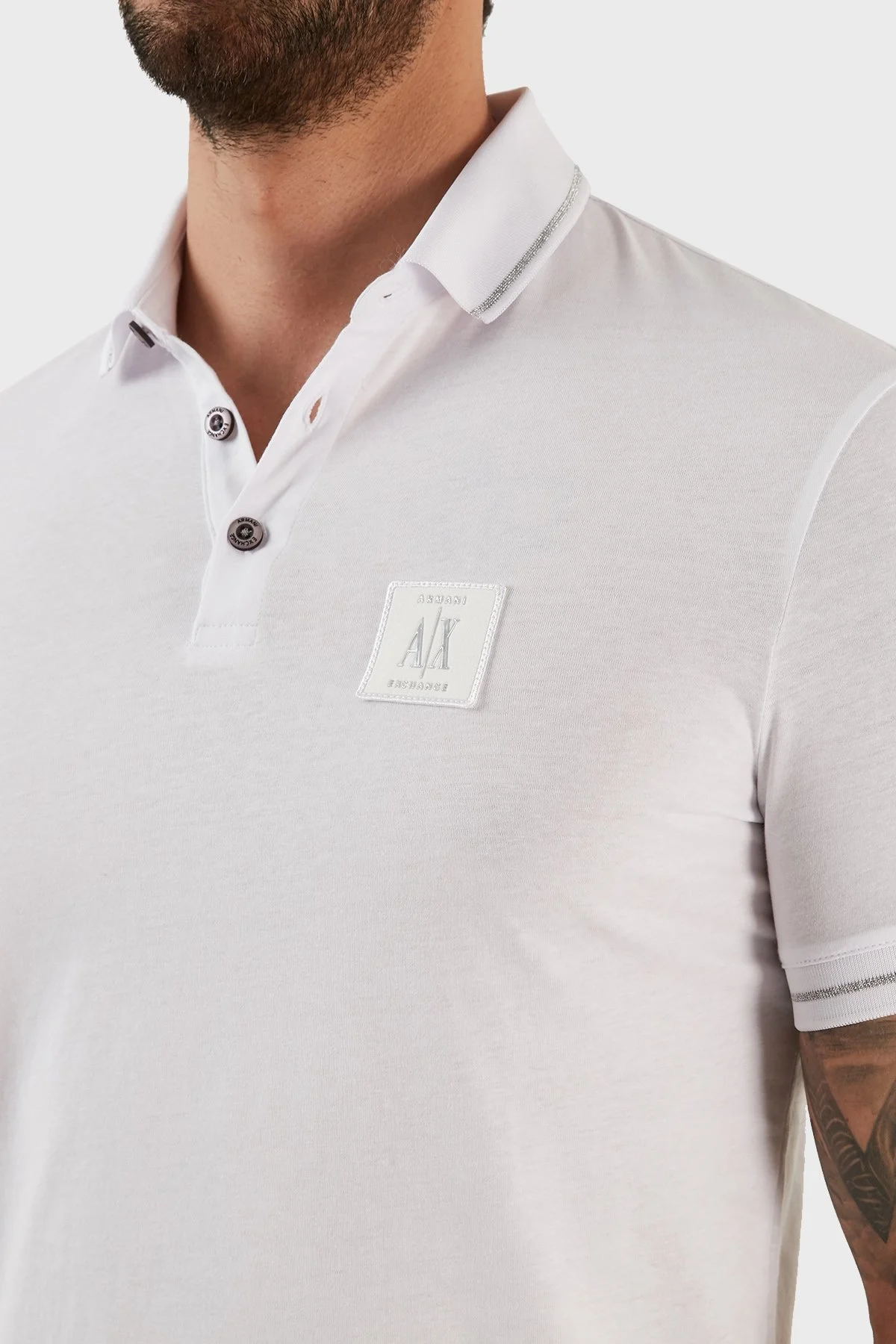 Armani Exchange % 100 Pamuk Regular Fit Düğmeli Polo T Shirt Erkek Polo Yaka T Shirt 8NZFPQ ZJH4Z 1100 BEYAZ - 5