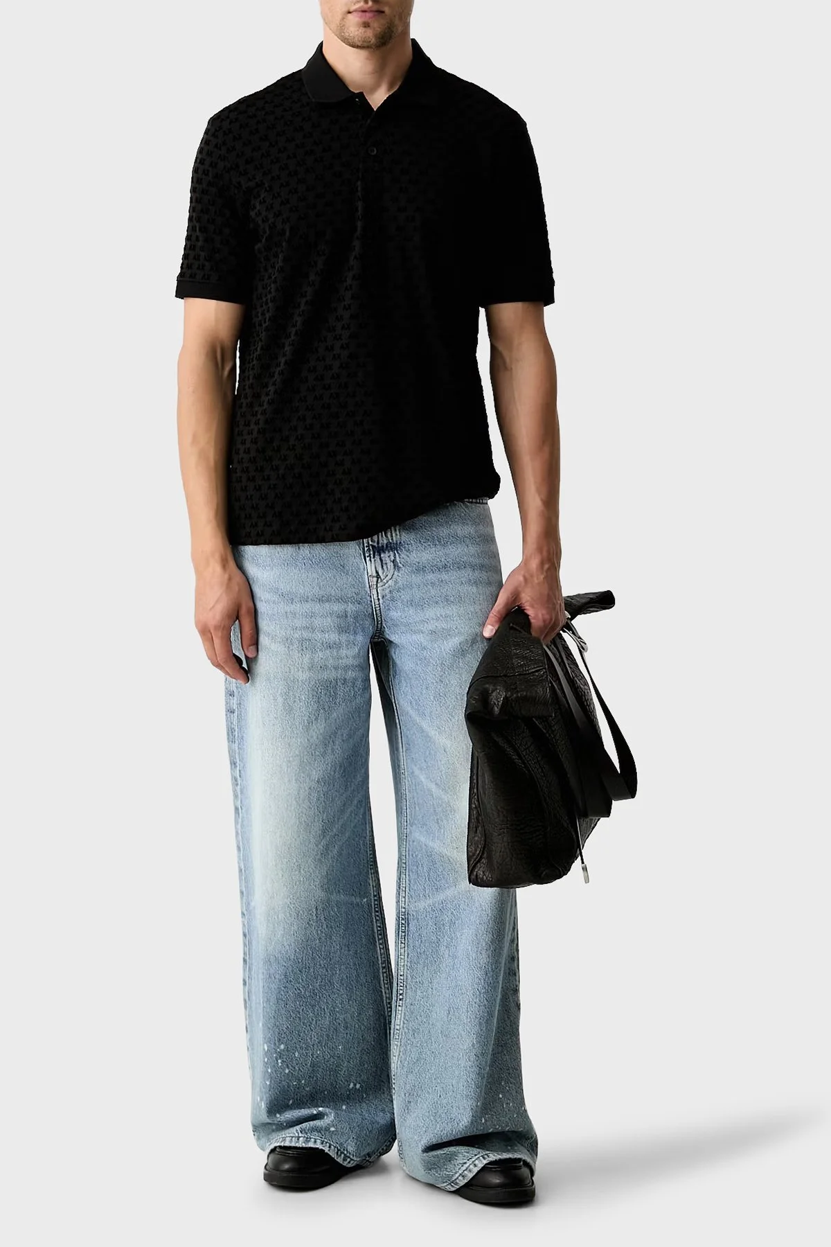 Armani Exchange % 100 Pamuk Regular Fit Düğmeli Erkek Polo XM002905 AF10356 UC001 Siyah - 2