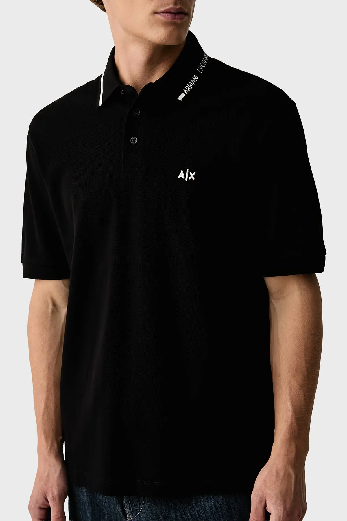 Armani Exchange % 100 Pamuk Regular Fit Düğmeli Erkek Polo XM002932 AF13026 UC001 Siyah - 4