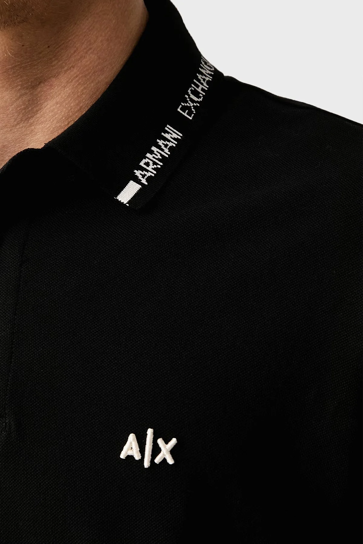 Armani Exchange % 100 Pamuk Regular Fit Düğmeli Erkek Polo XM002932 AF13026 UC001 Siyah - 5