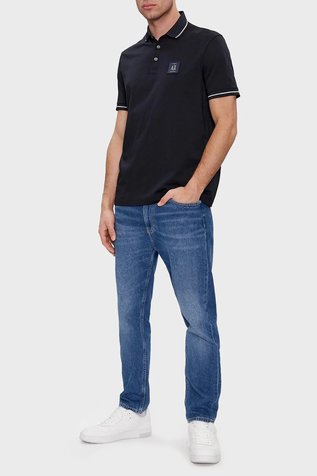 Armani Exchange % 100 Pamuk Regular Fit Düğmeli Erkek Polo Yaka T Shirt 8NZFPQ ZJH4Z 1510 LACİVERT - 2