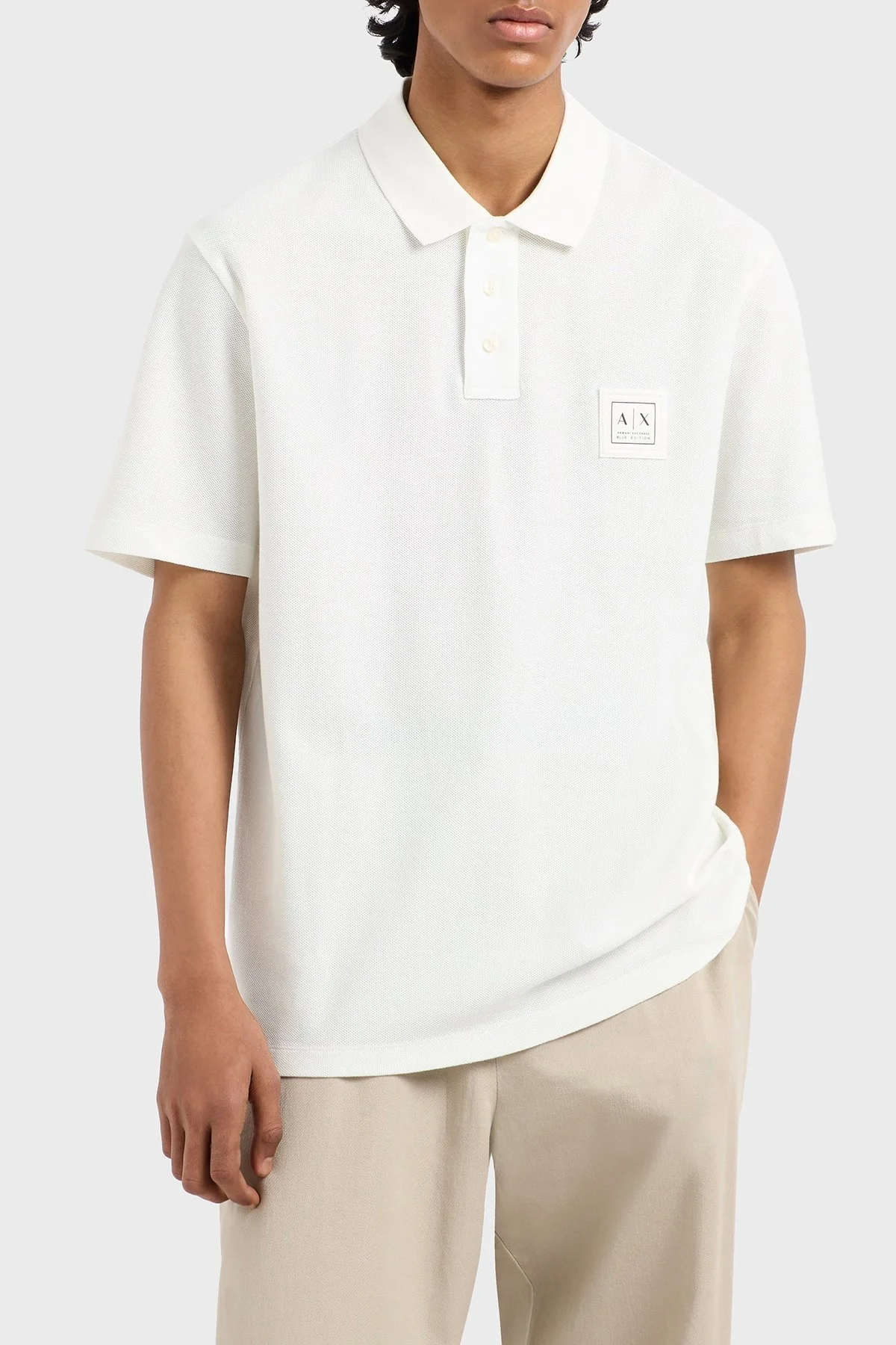 Armani Exchange % 100 Pamuk Regular Fit Düğmeli Erkek Polo Yaka T Shirt XM000356 AF12758 U0009 BEYAZ - 6