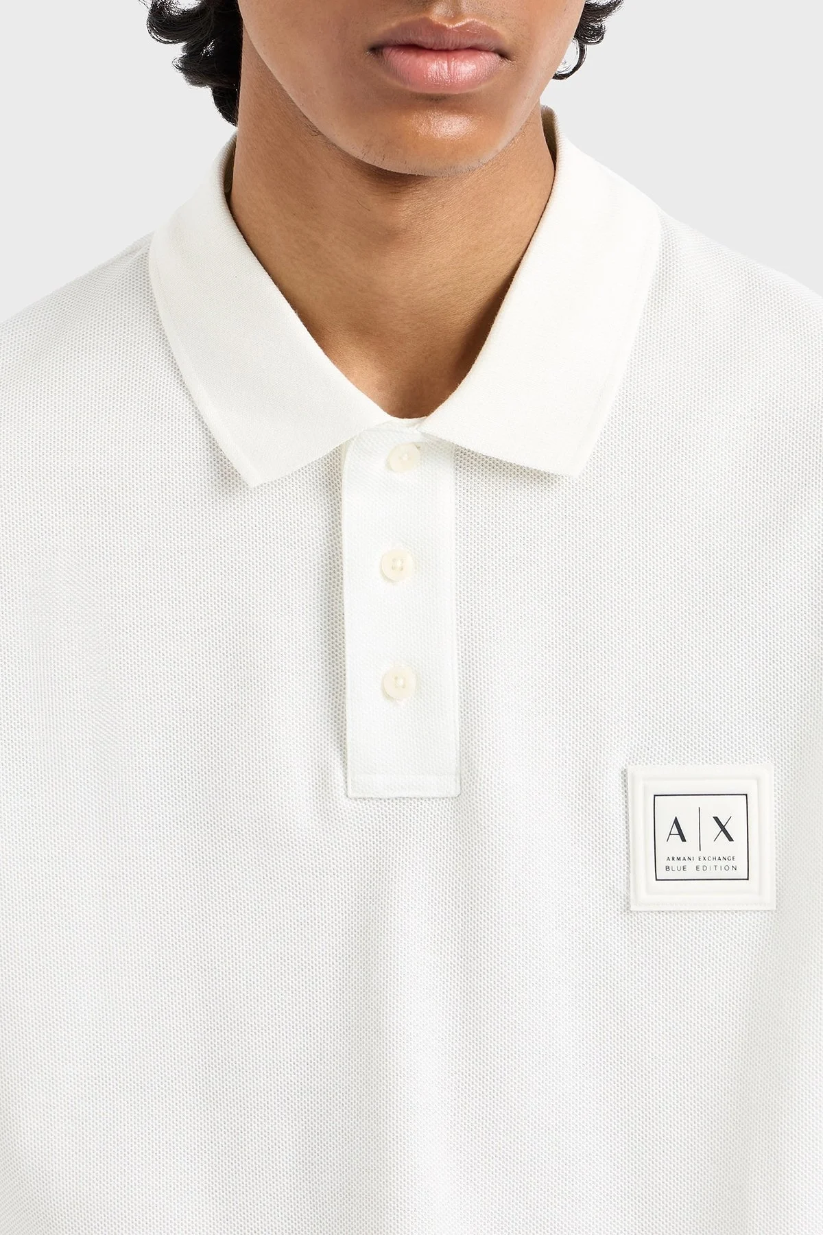 Armani Exchange % 100 Pamuk Regular Fit Düğmeli Erkek Polo Yaka T Shirt XM000356 AF12758 U0009 BEYAZ - 9