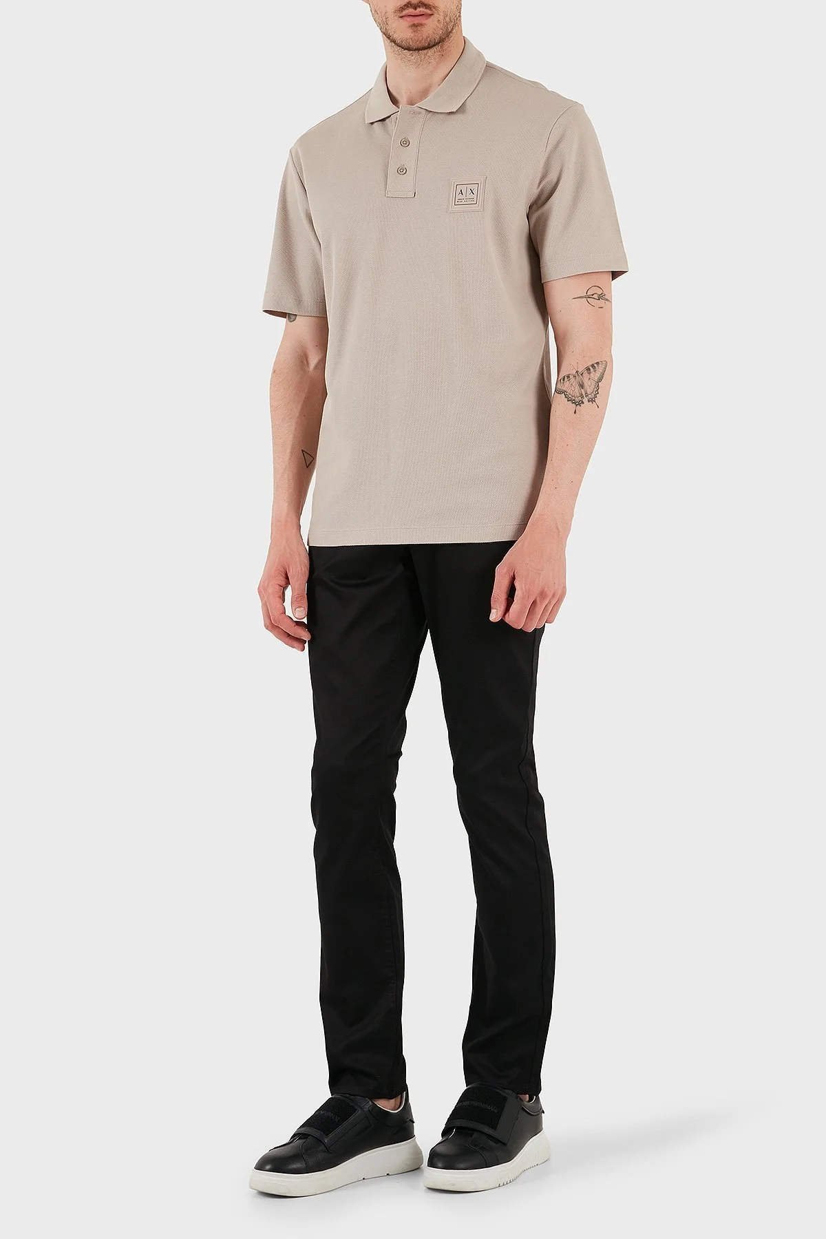 Armani Exchange % 100 Pamuk Regular Fit Düğmeli Erkek Polo Yaka T Shirt XM000356 AF12758 U6154 GRİ - 7