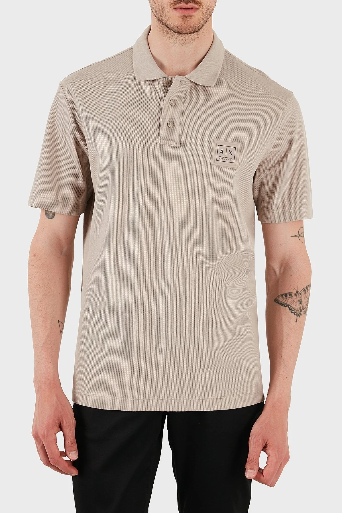 Armani Exchange % 100 Pamuk Regular Fit Düğmeli Erkek Polo Yaka T Shirt XM000356 AF12758 U6154 GRİ - 9