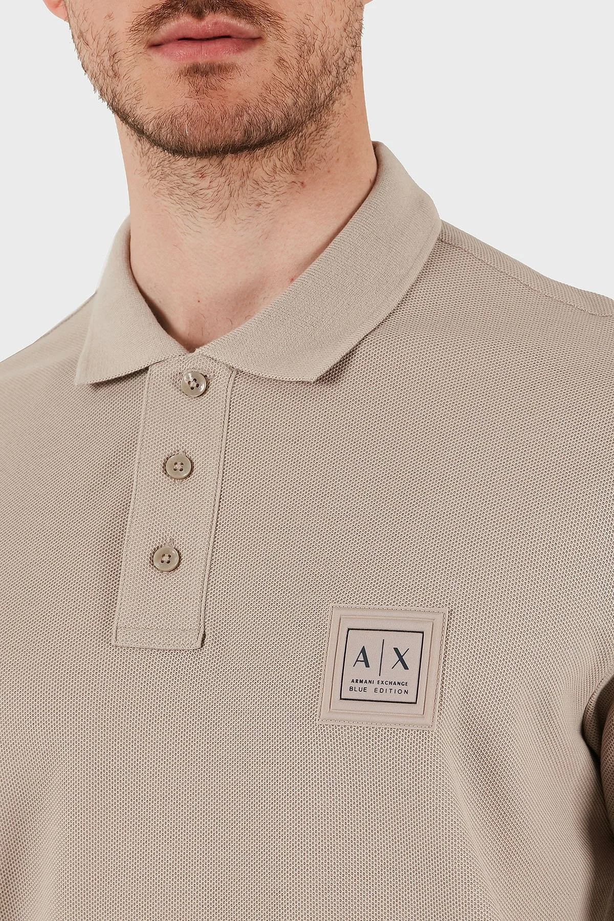 Armani Exchange % 100 Pamuk Regular Fit Düğmeli Erkek Polo Yaka T Shirt XM000356 AF12758 U6154 GRİ - 10