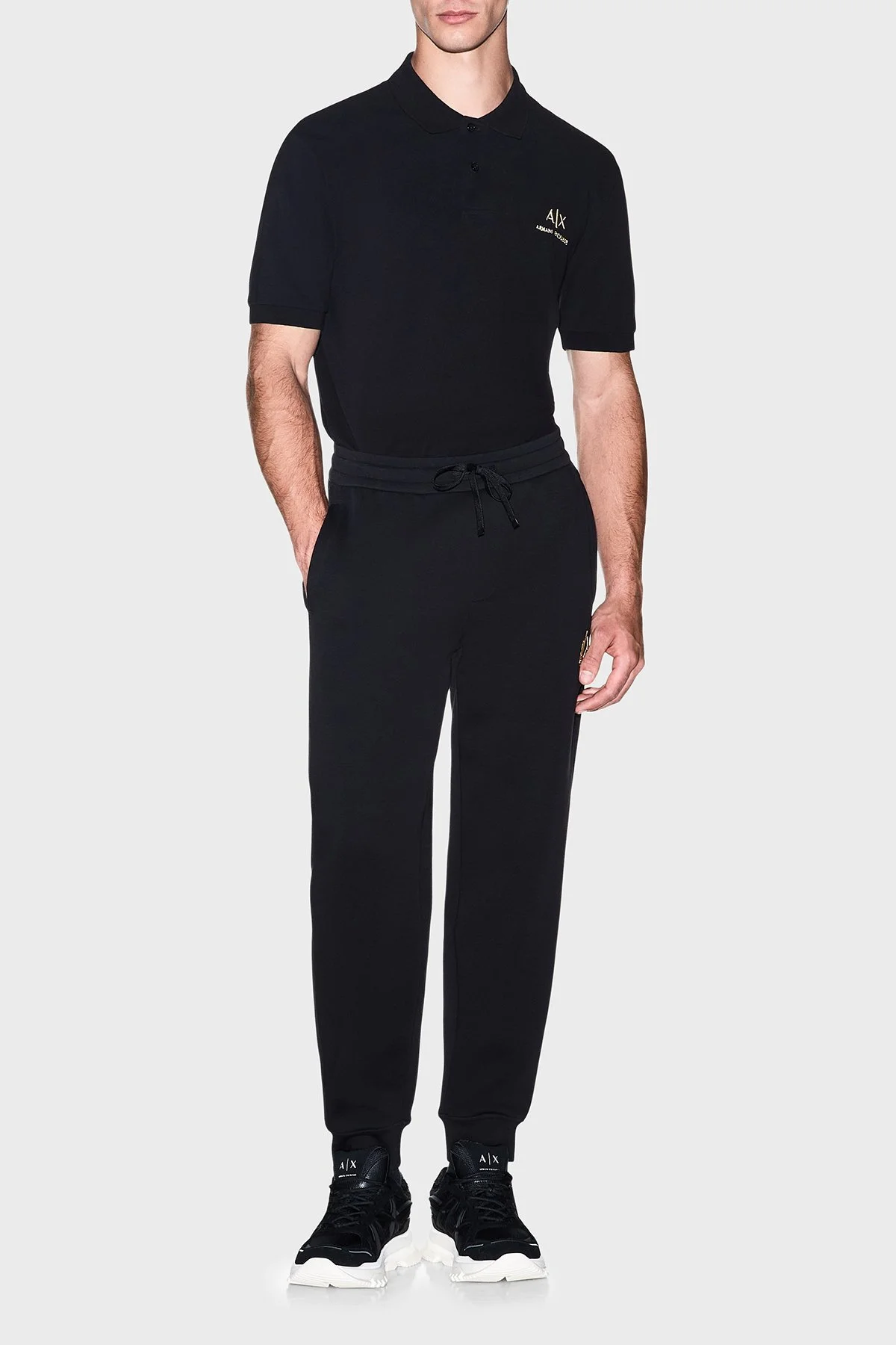 Armani Exchange % 100 Pamuk Regular Fit Düğmeli Gömlek Erkek Polo XM003554 AF13026 UC001 Siyah - 2