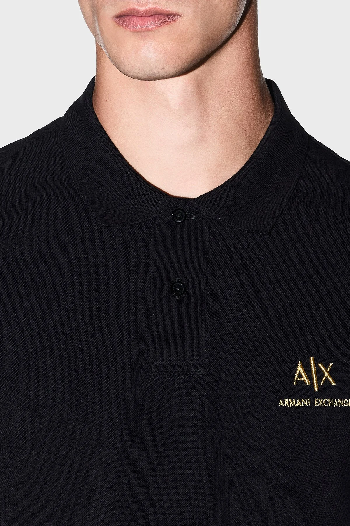 Armani Exchange % 100 Pamuk Regular Fit Düğmeli Gömlek Erkek Polo XM003554 AF13026 UC001 Siyah - 7