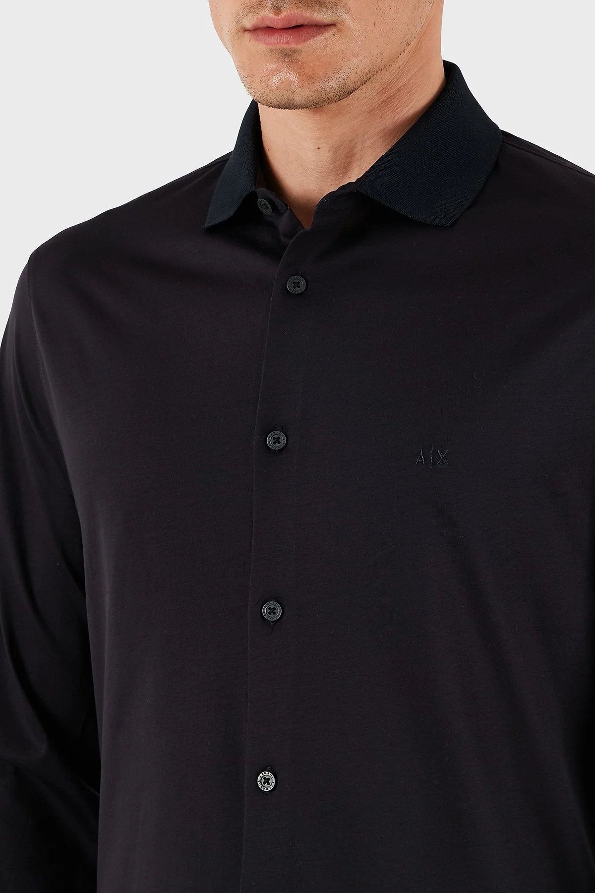 Armani Exchange % 100 Pamuk Regular Fit Düz Yaka Erkek Gömlek XM000497 AF10364 UB101 LACİVERT - 11