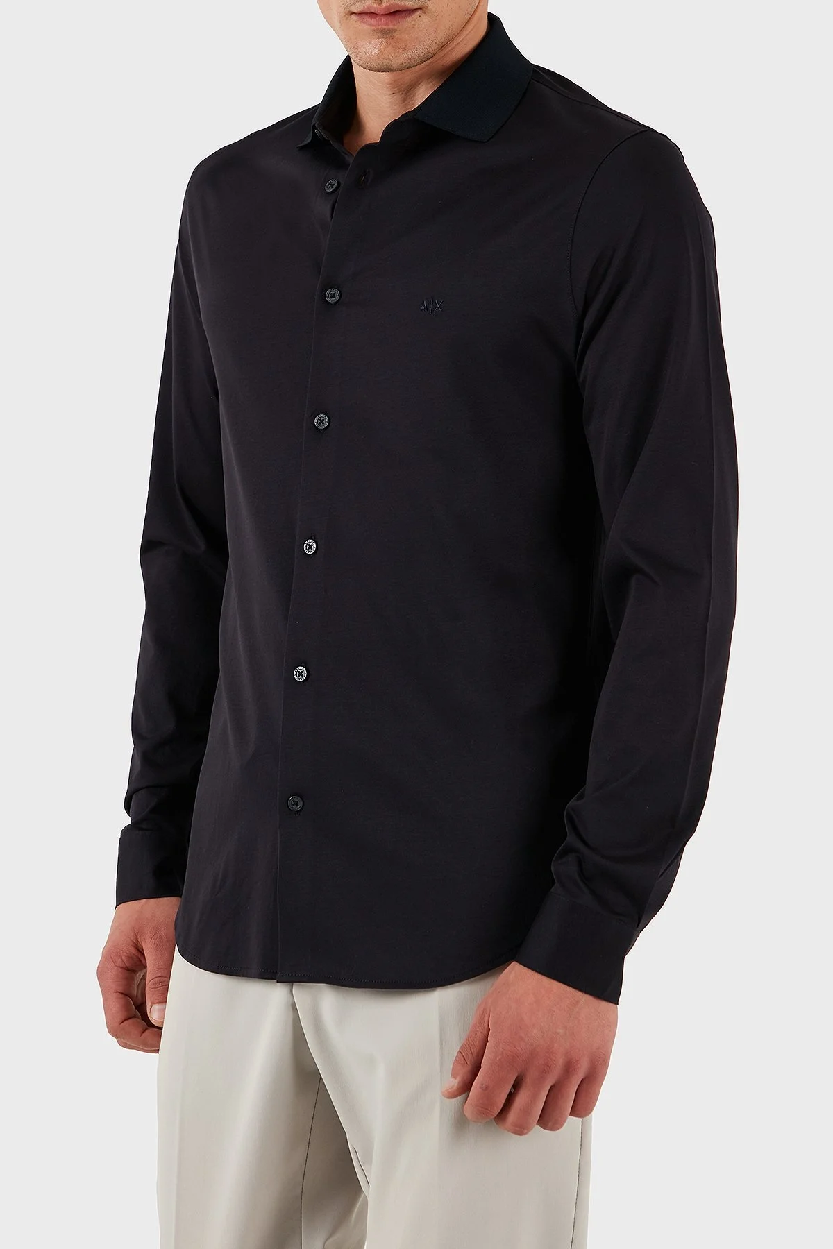 Armani Exchange % 100 Pamuk Regular Fit Düz Yaka Erkek Gömlek XM000497 AF10364 UB101 LACİVERT - 12