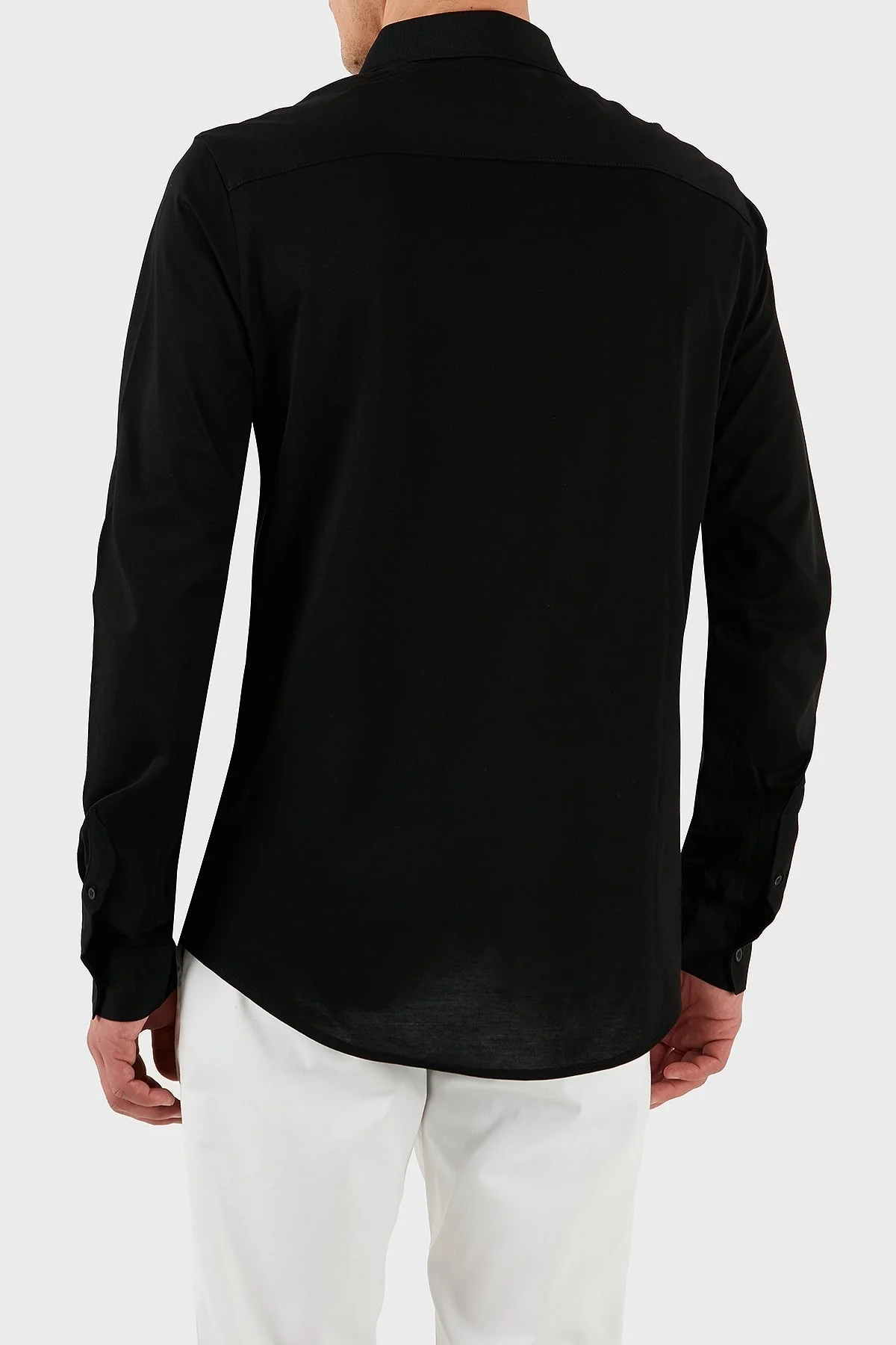 Armani Exchange % 100 Pamuk Regular Fit Düz Yaka Erkek Gömlek XM000497 AF10364 UC001 SİYAH - 9