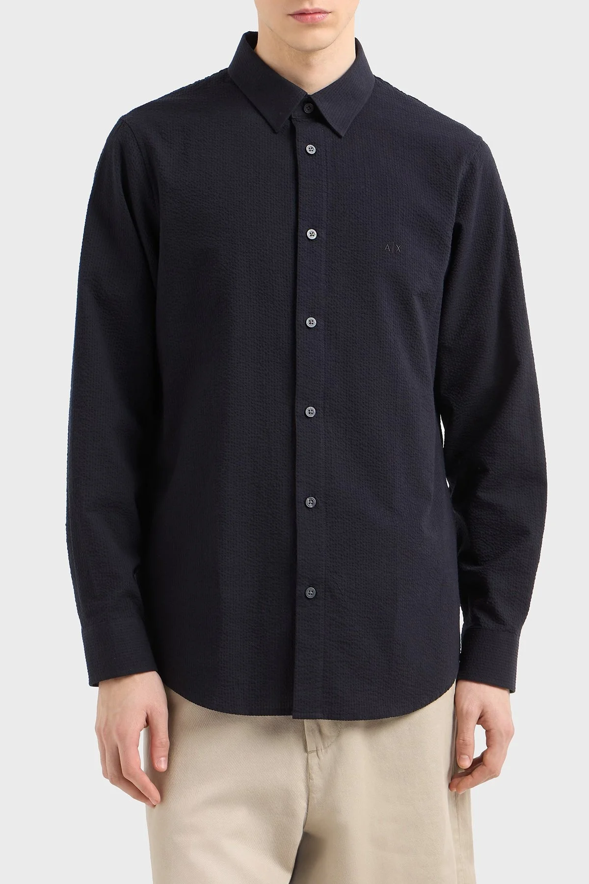 Armani Exchange % 100 Pamuk Regular Fit Erkek Gömlek XM000429 AF13141 UB101 LACİVERT - 6