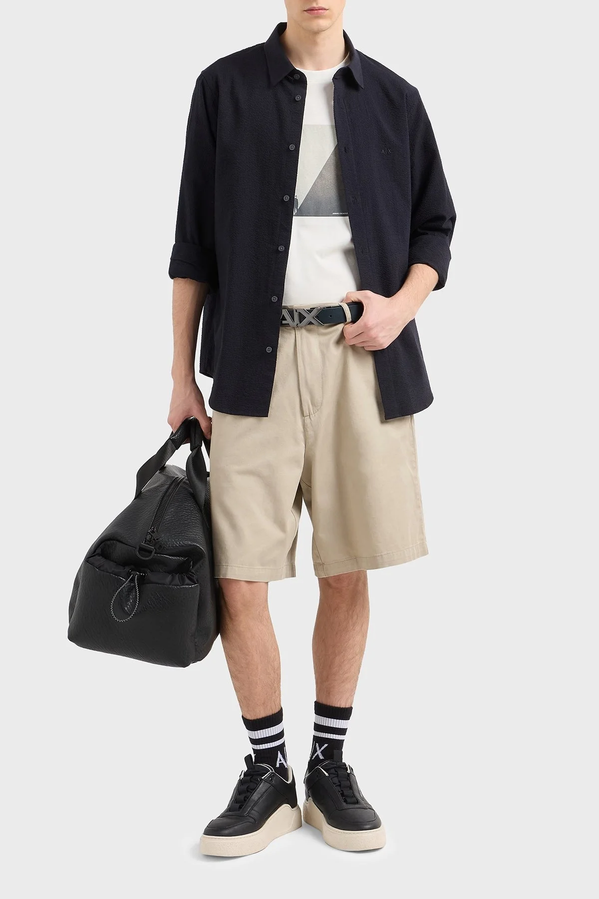 Armani Exchange % 100 Pamuk Regular Fit Erkek Gömlek XM000429 AF13141 UB101 LACİVERT - 7