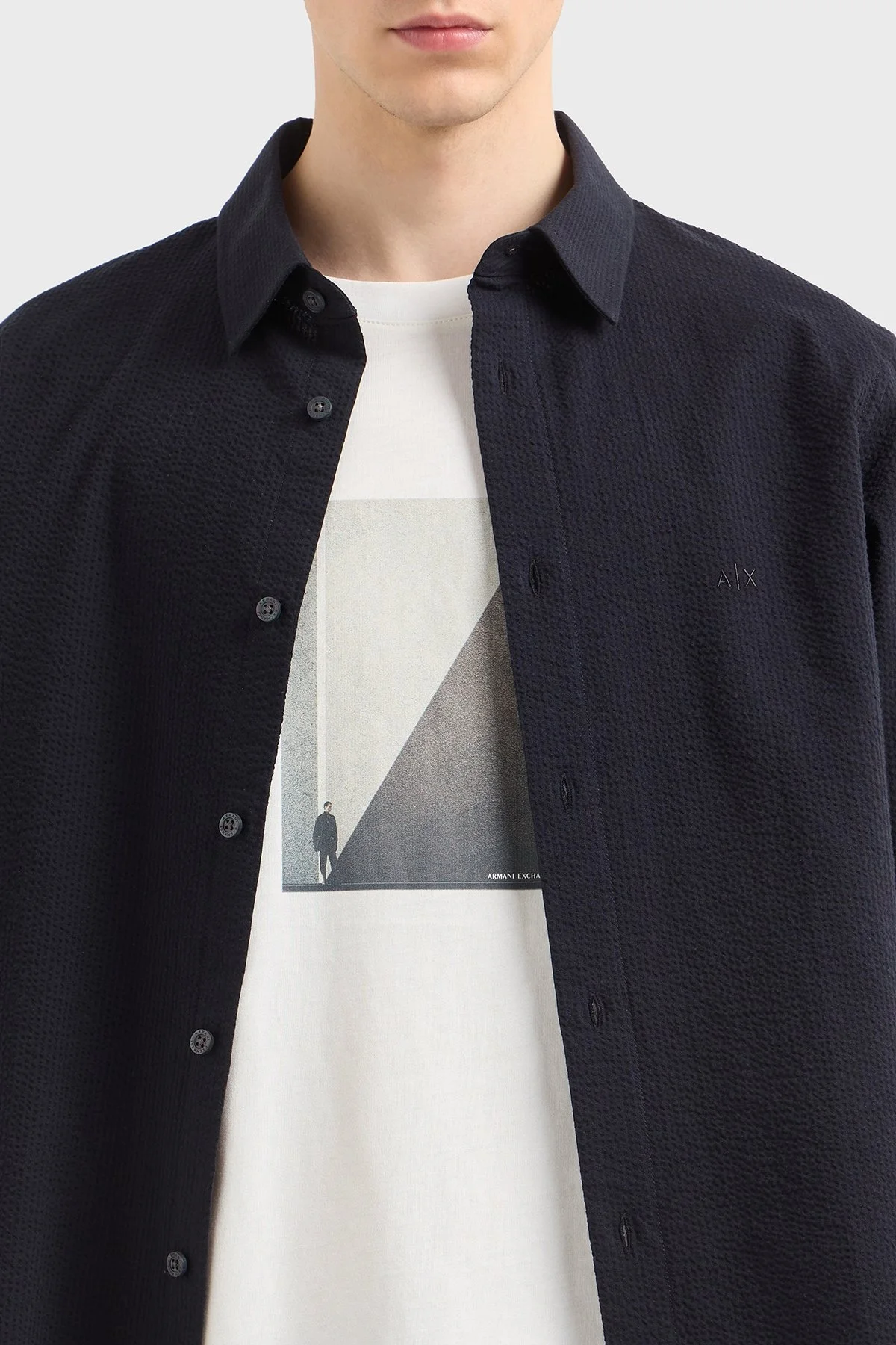 Armani Exchange % 100 Pamuk Regular Fit Erkek Gömlek XM000429 AF13141 UB101 LACİVERT - 9