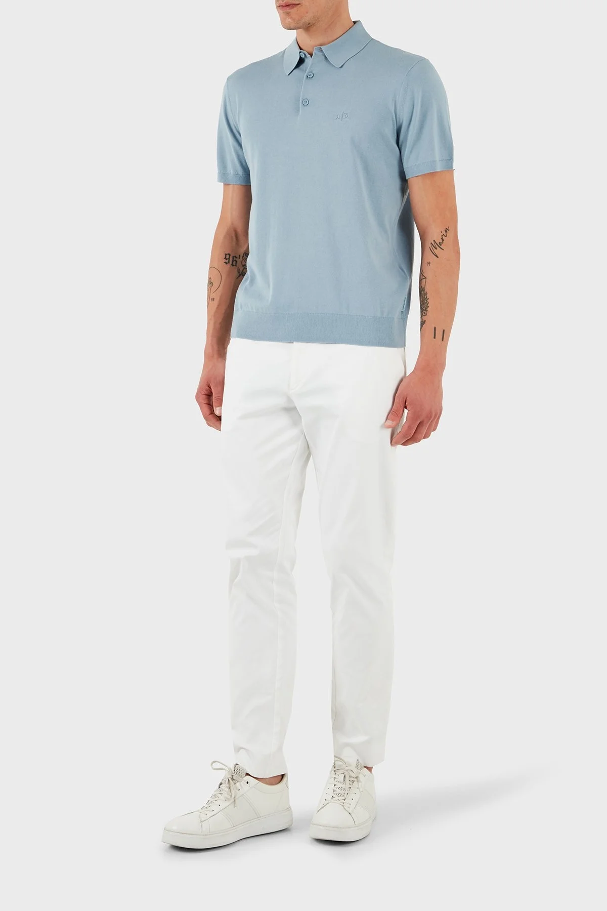 Armani Exchange % 100 Pamuk Regular Fit Erkek Polo Yaka T Shirt 8NZF5D ZM3JZ U9287 AÇIK MAVİ - 2