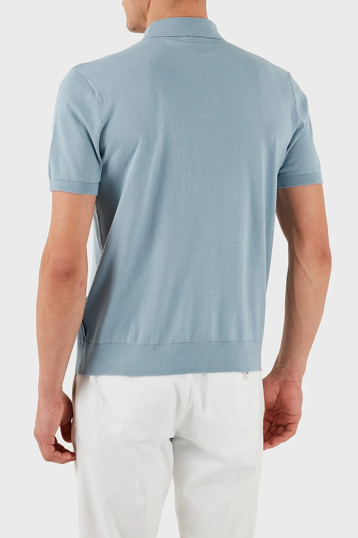 Armani Exchange % 100 Pamuk Regular Fit Erkek Polo Yaka T Shirt 8NZF5D ZM3JZ U9287 AÇIK MAVİ - 3