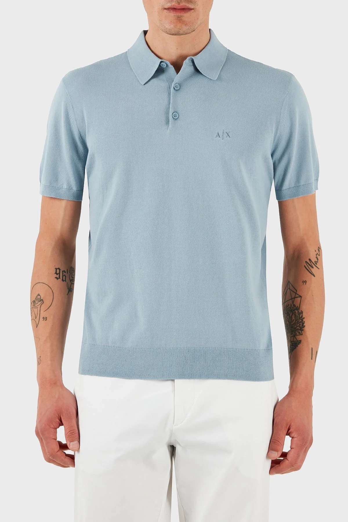 Armani Exchange % 100 Pamuk Regular Fit Erkek Polo Yaka T Shirt 8NZF5D ZM3JZ U9287 AÇIK MAVİ - 6