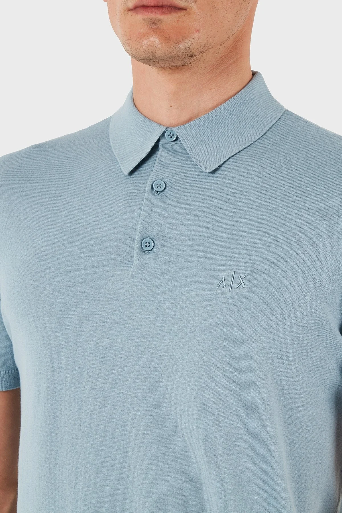 Armani Exchange % 100 Pamuk Regular Fit Erkek Polo Yaka T Shirt 8NZF5D ZM3JZ U9287 AÇIK MAVİ - 7