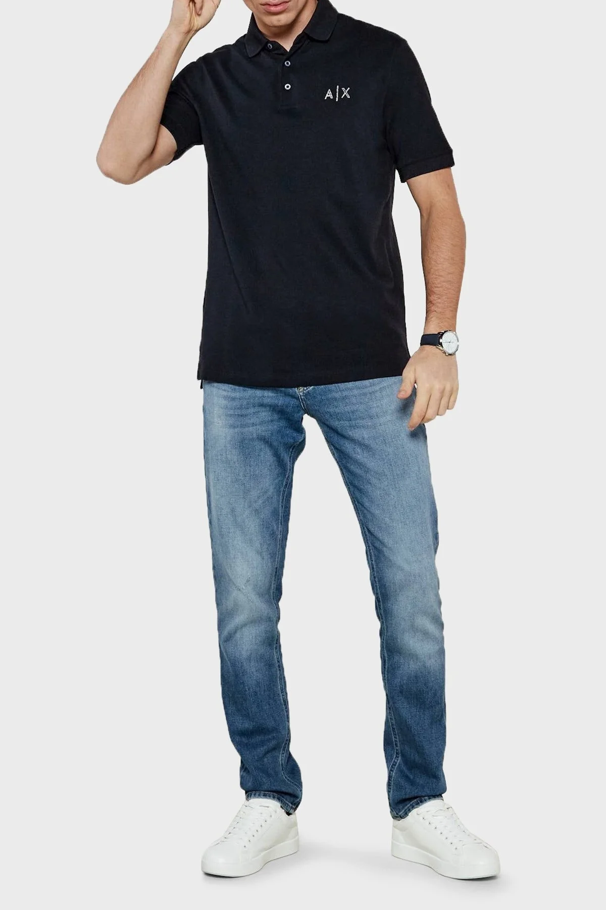 Armani Exchange % 100 Pamuk Regular Fit Erkek Polo Yaka T Shirt XM000330 AF10366 UB101 LACİVERT - 6