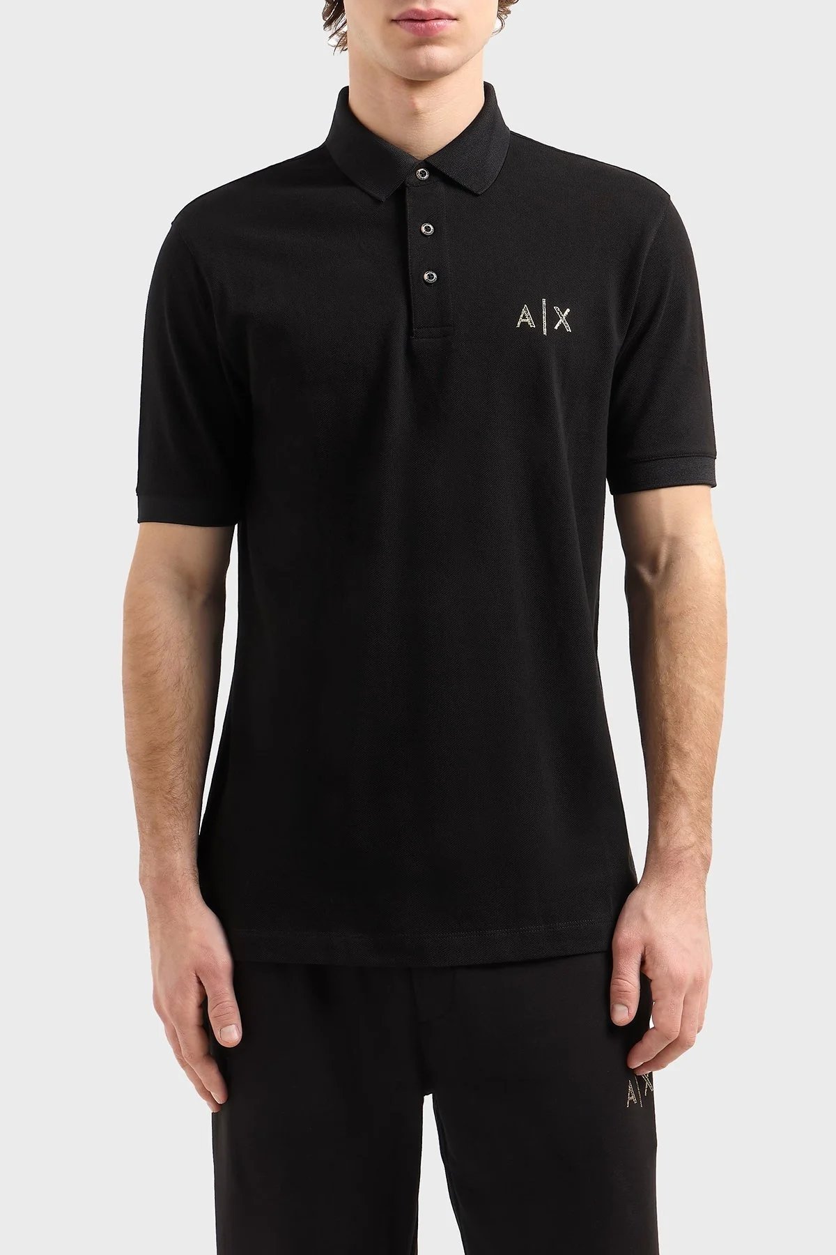 Armani Exchange % 100 Pamuk Regular Fit Erkek Polo Yaka T Shirt XM000330 AF10366 UC001 SİYAH - 5