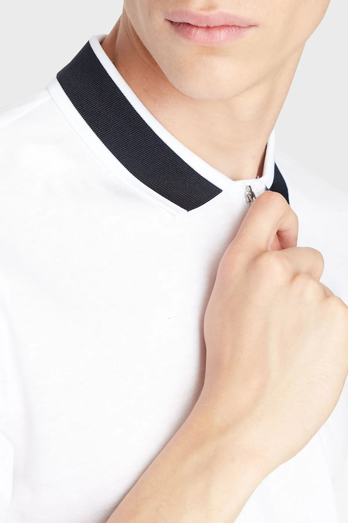 Armani Exchange % 100 Pamuk Regular Fit Fermuarlı Erkek Polo T Shirt 6LZFJA ZJL4Z 1100 BEYAZ - 3