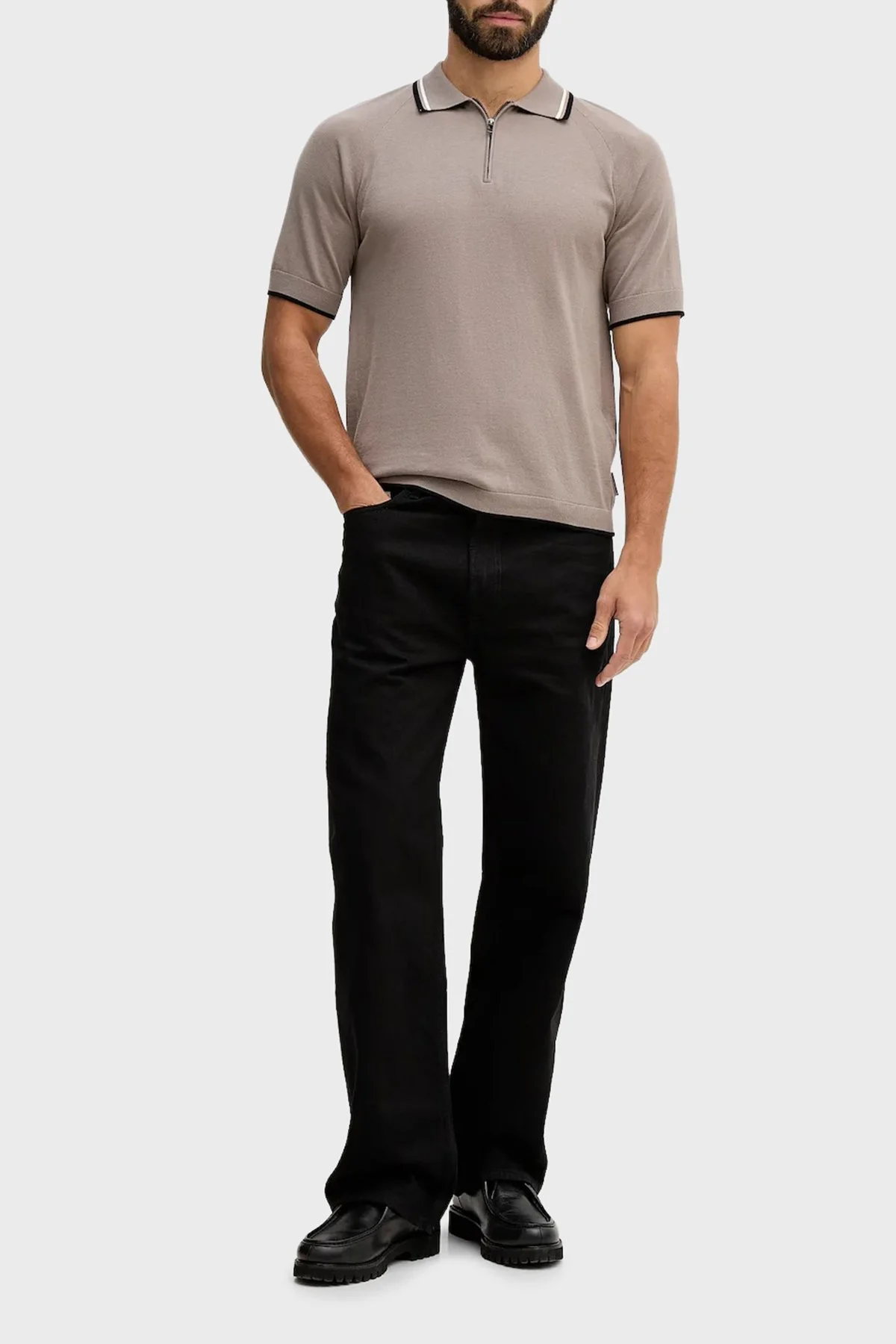 Armani Exchange % 100 Pamuk Regular Fit Fermuarlı Erkek Polo XM001977 AF20139 U6107 Toprak - 2