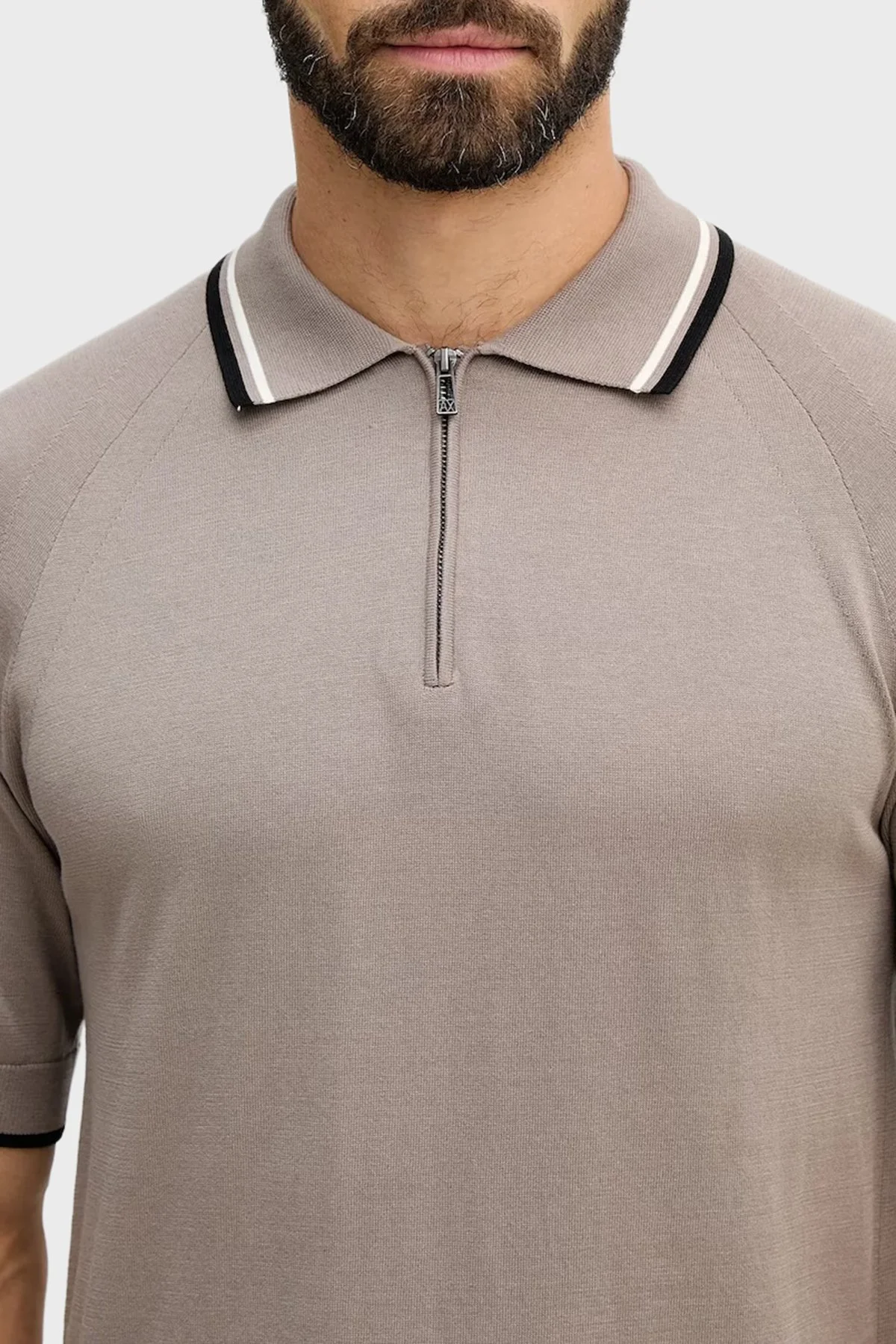 Armani Exchange % 100 Pamuk Regular Fit Fermuarlı Erkek Polo XM001977 AF20139 U6107 Toprak - 5