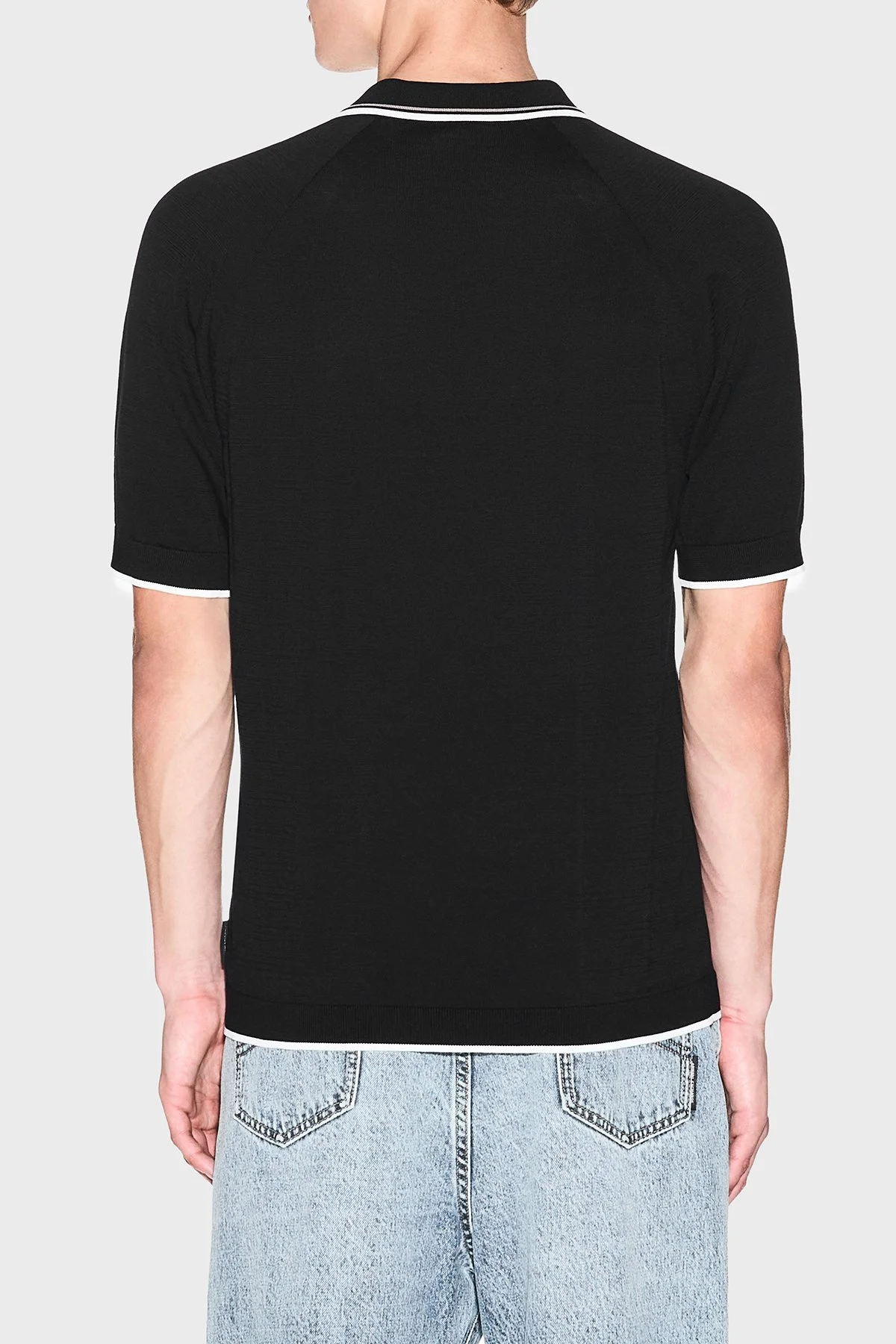 Armani Exchange % 100 Pamuk Regular Fit Fermuarlı Erkek Polo XM001977 AF20139 UC001 SİYAH - 3