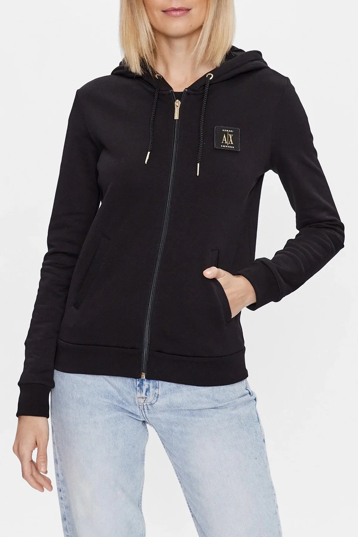 Armani Exchange Pamuklu Regular Fit Kapüşonlu Bayan Sweat 8NYM08 YJ68Z 1200 SİYAH - 1