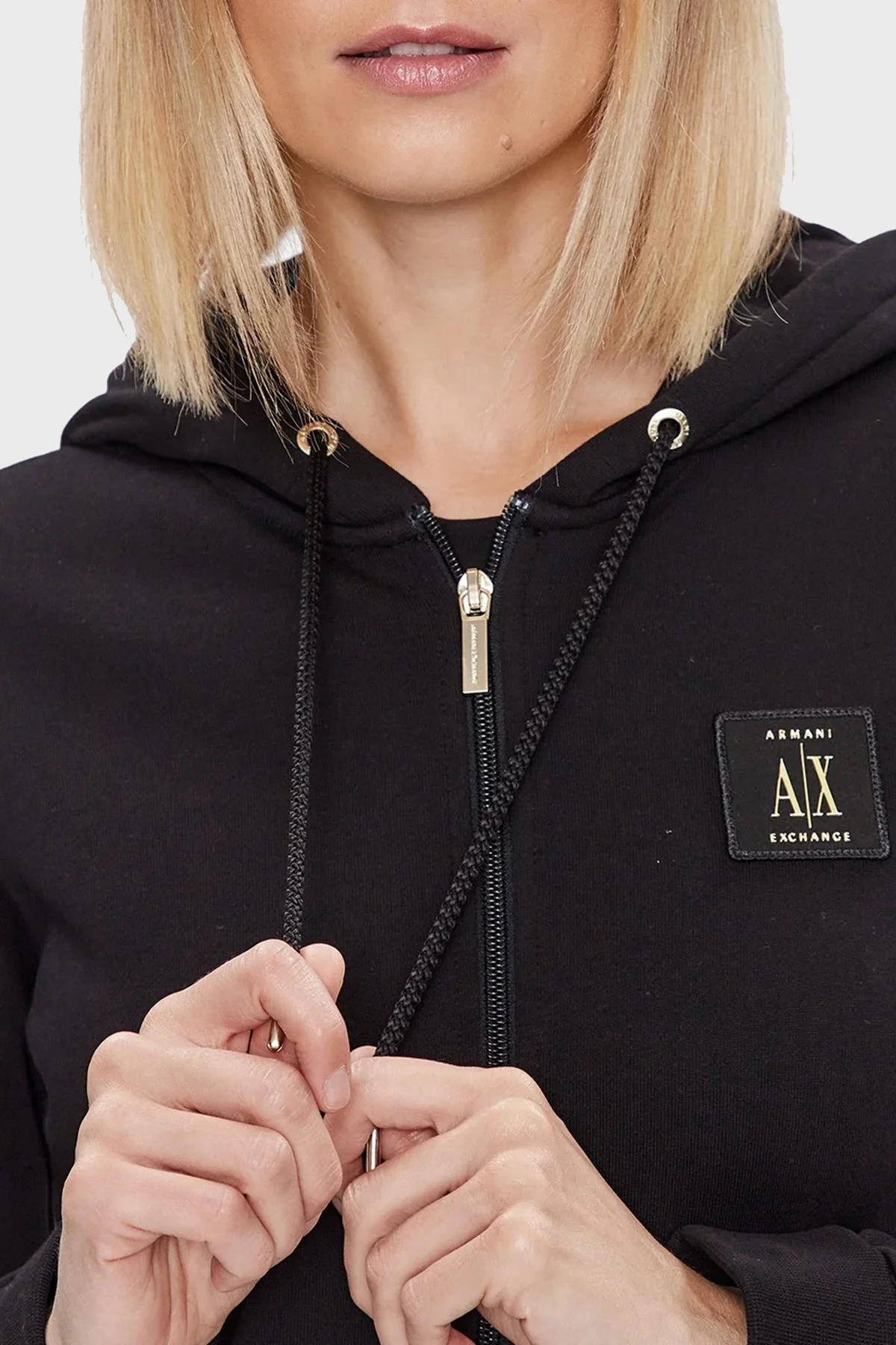 Armani Exchange Pamuklu Regular Fit Kapüşonlu Bayan Sweat 8NYM08 YJ68Z 1200 SİYAH - 3