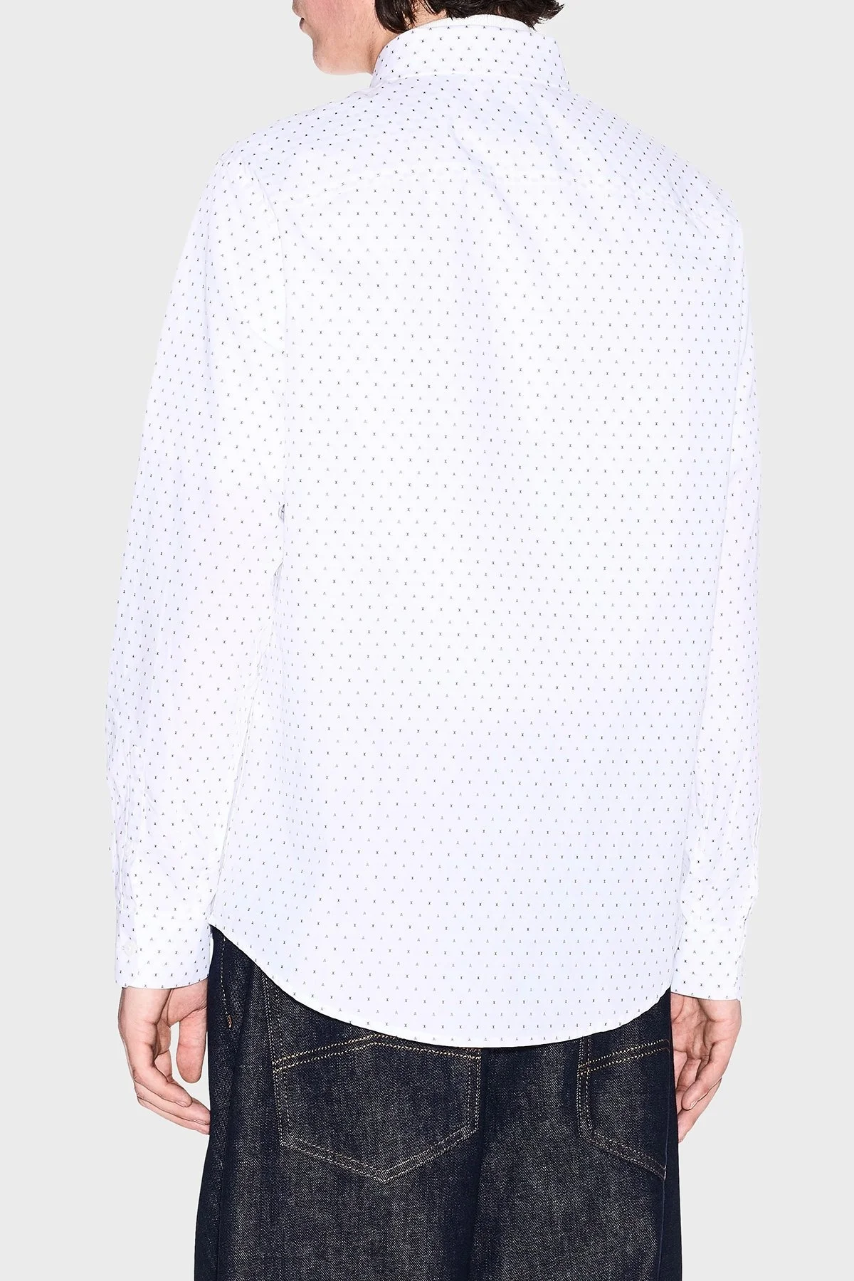 Armani Exchange % 100 Pamuk Regular Fit Jakarlı Erkek Gömlek XM000719 AF13206 F0048 BEYAZ - 8