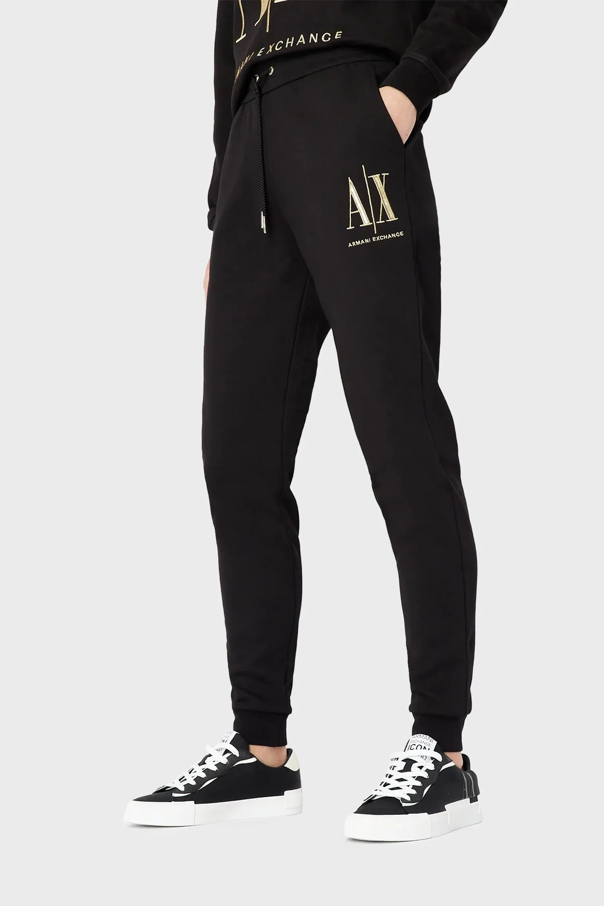 Armani Exchange % 100 Pamuk Regular Fit Jogger Spor Bayan Pantolon 8NYPMX YJ68Z 1200 SİYAH - 1
